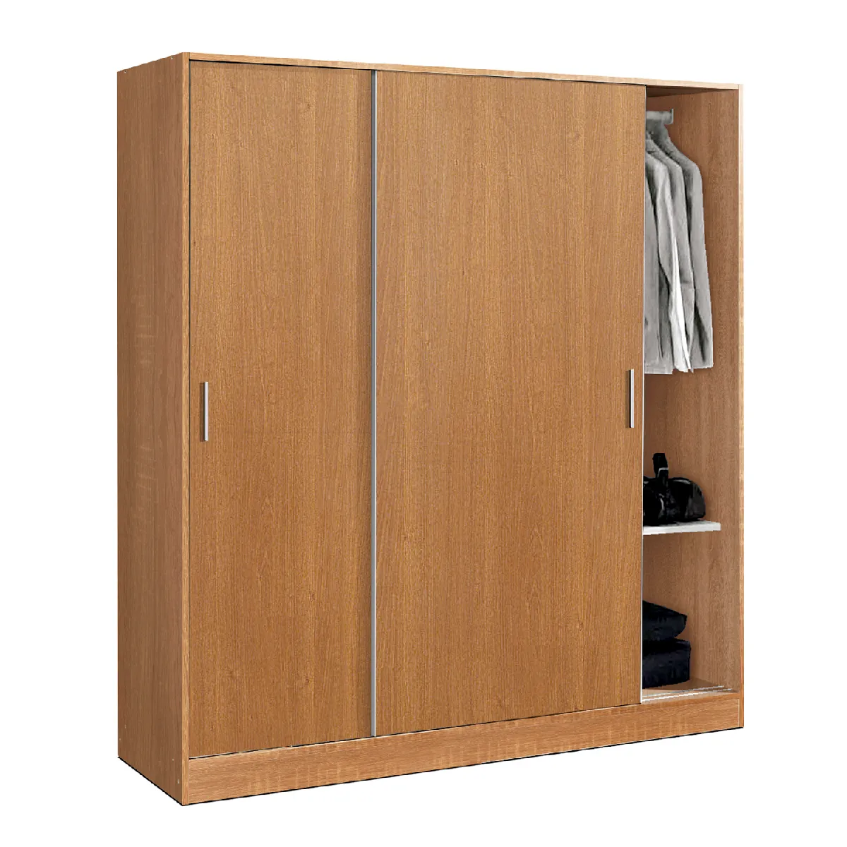 Armoire / placard de rangement de 2 portes coulissantes coloris Merisier - longueur 182 x profondeur 56 x hauteur 200 cm