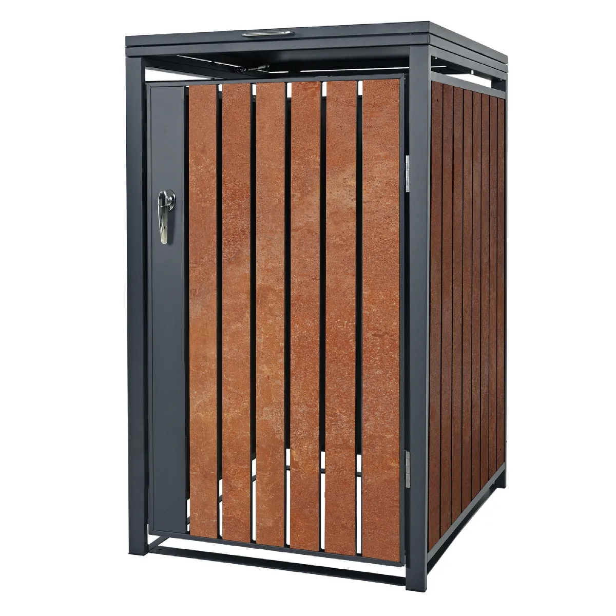 Abri pour poubelle 240 L 1T conteneur à déchets acier corten 68 x 80 x 116,3 cm