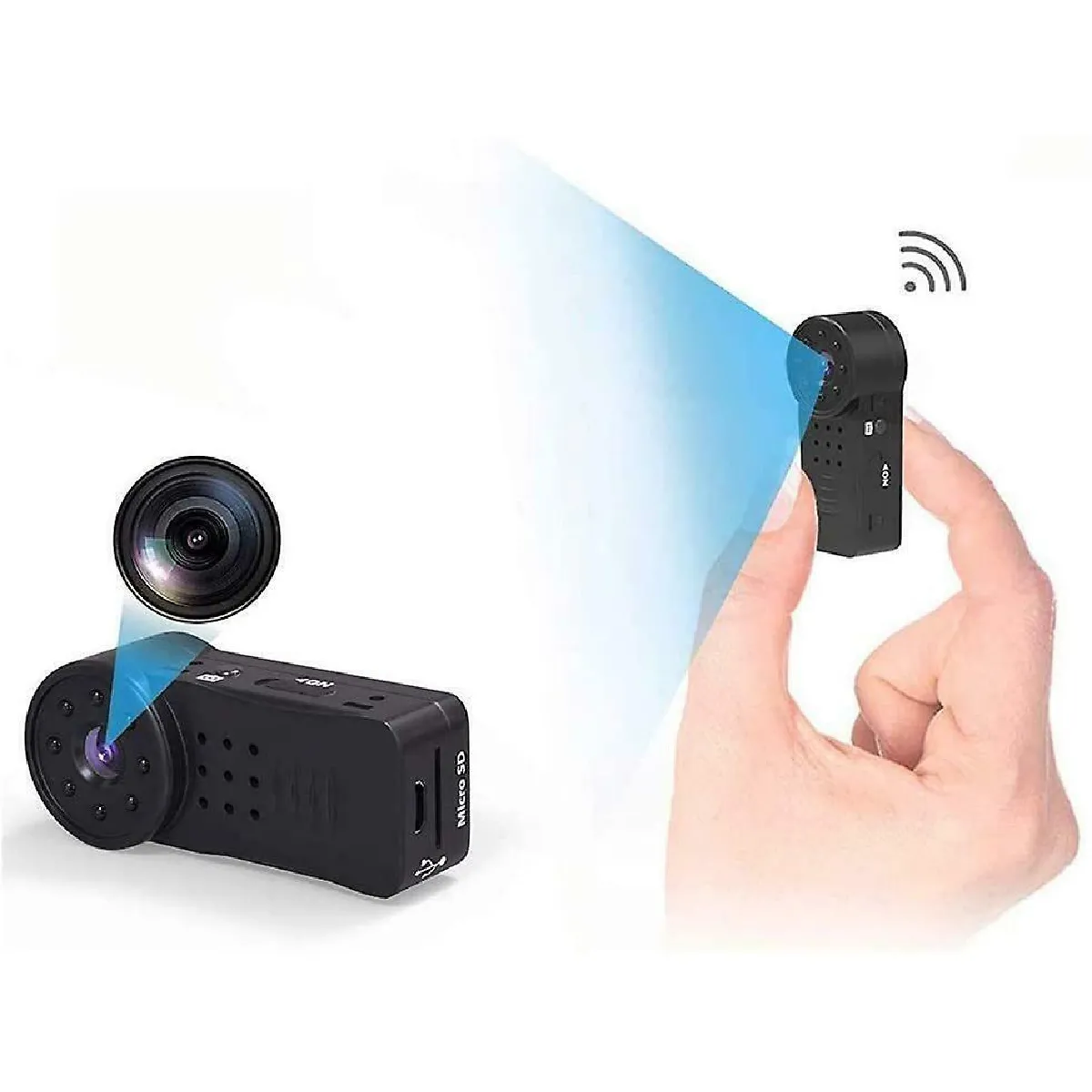 WiFi Full HD 1080P Portable Mini Nanny Cam avec Vision Nocturne et détection de Mouvement Spy Camera sans Fil caché pour la caméra de sécurité secrète intérieure(noir)