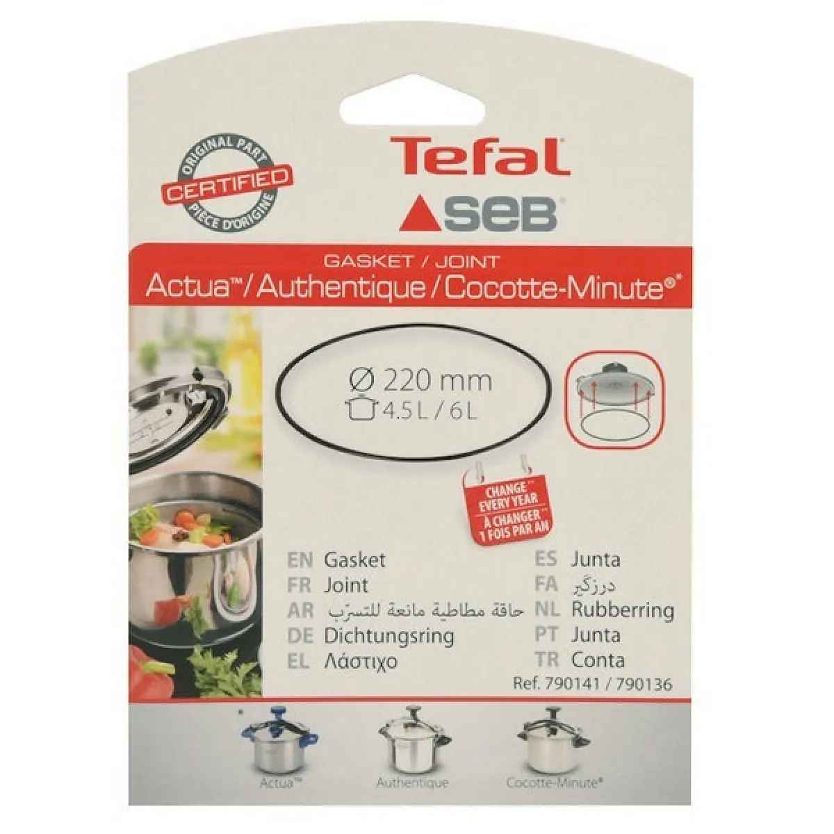 Joint 4,5l/6l inox/alu/couleur, 790141 pour Cocotte