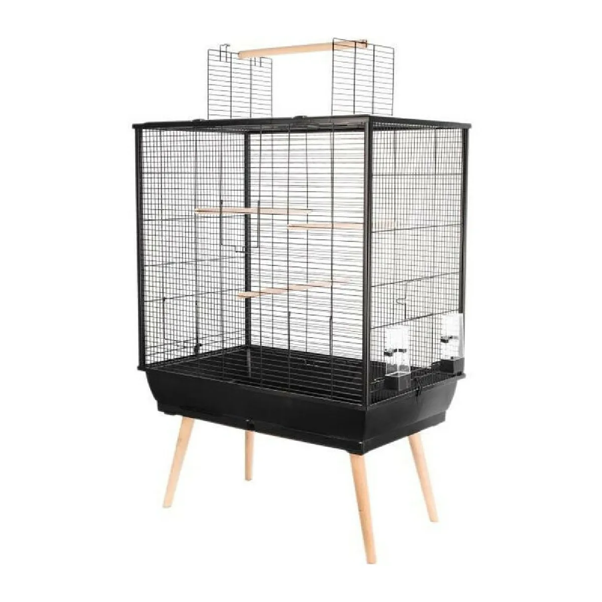 Cage sur pieds pour oiseaux domestiques Neo Jili Noir.