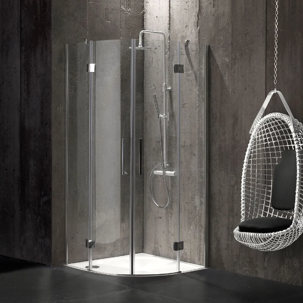 CABINE DE DOUCHE ANGULAIRE 90X90 EN VERRE 6 MM SANS STRUCTURE - LONDON