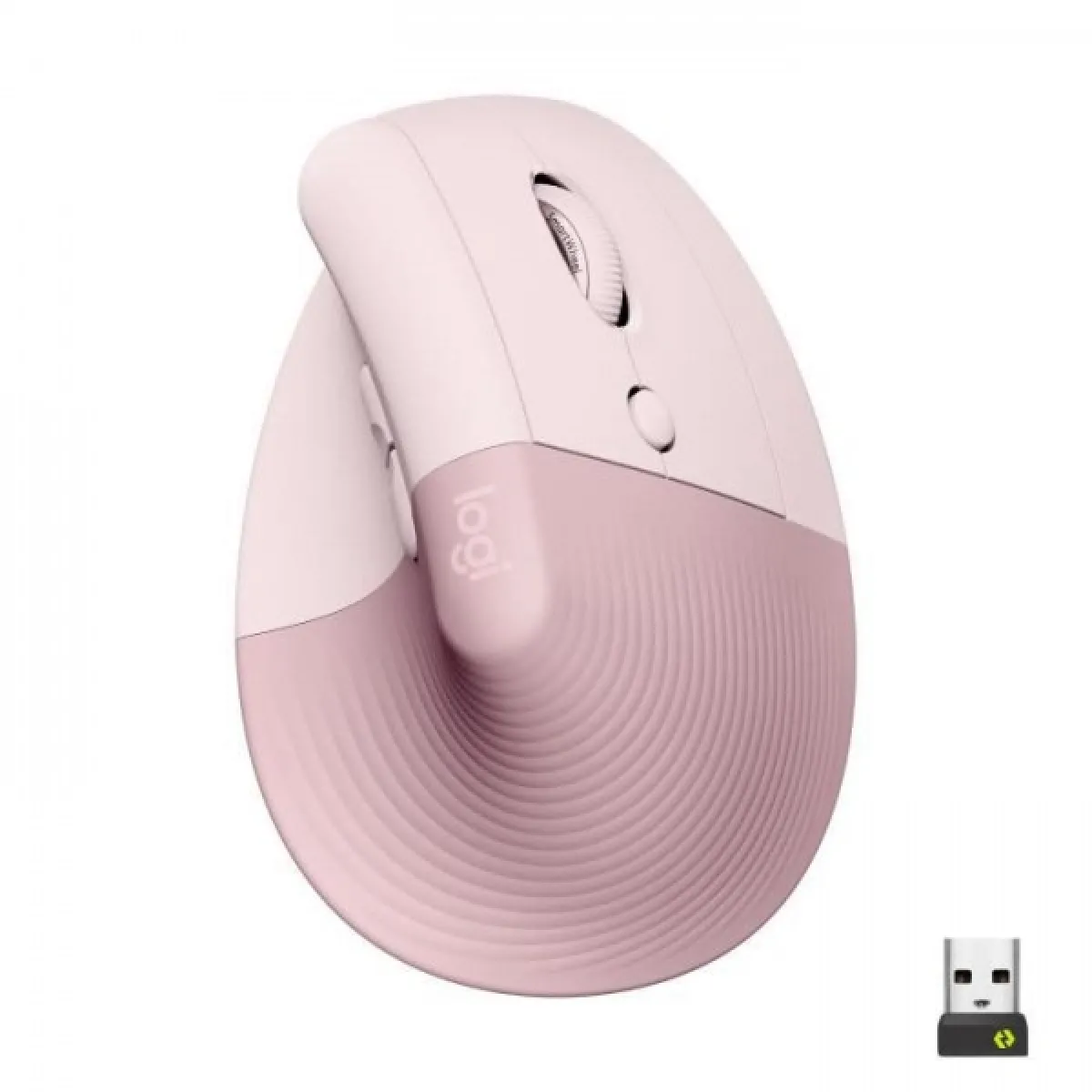 Souris Sans Fil Logitech Lift Ergonomique Verticale, Bluetooth ou récepteur USB Logi Bolt, Silencieuse - Rose