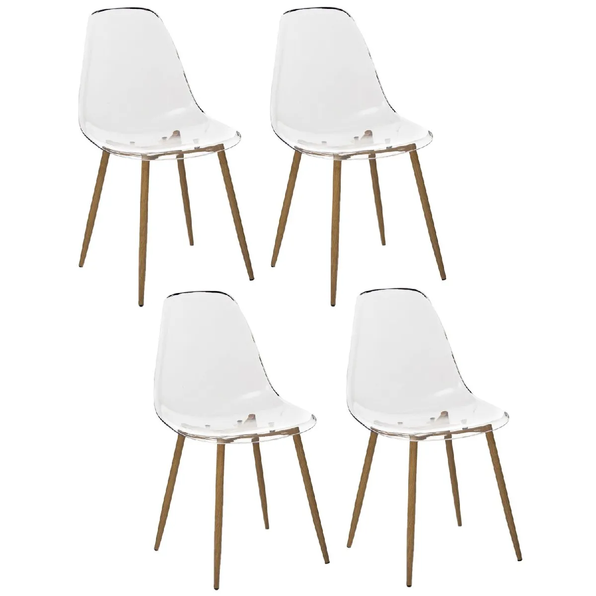 Lot de 4 Chaises Thao en polycarbonate - Transparent et Beige