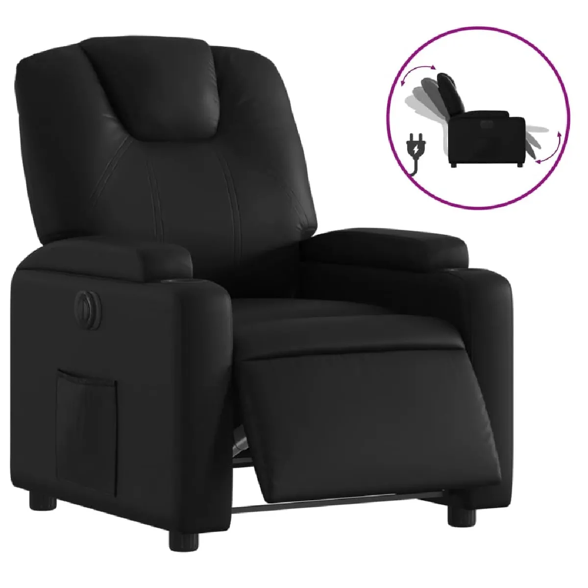 Fauteuil Relax pour salon, Fauteuil inclinable électrique Noir Similicuir -GKD45726