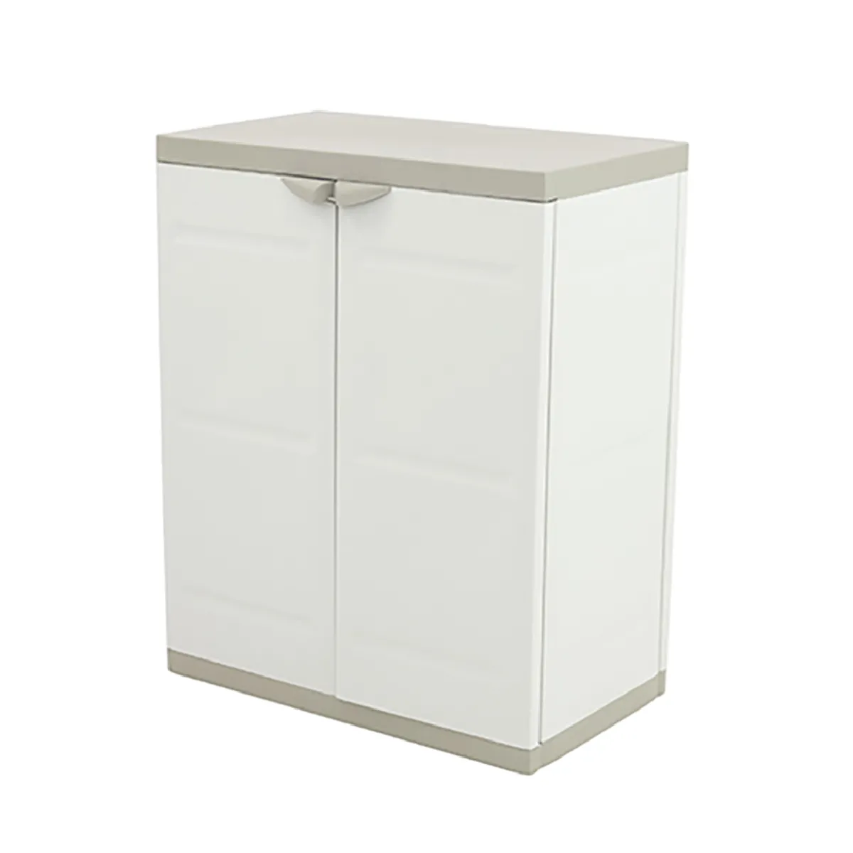 Armoire basse 2 portes intérieur/extérieur coloris beige - Longueur 70 x Profondeur 44 x Hauteur 88 cm