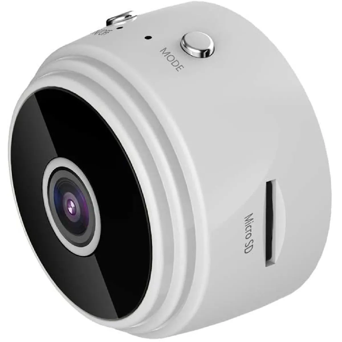 Mini caméra cachée sans fil HD 4K, caméra de sécurité à distance WiFi domestique, détection de mouvement intelligente, fonction magnétique, caméra espion de vision nocturne(Blanc)