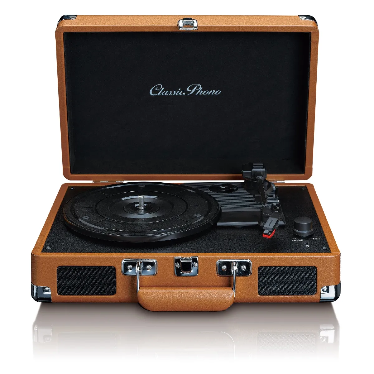 PLATINE VINYLE VALISE AVEC HAUT-PARLEURS MARRON