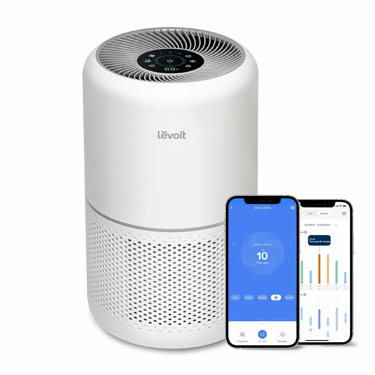 LEVOIT Purificateur d'Air Maison Intelligent avec Filtre HEPA H13, Senor de Qualité de l'Air - Élimine 99,97% de Fumée Allergènes Poussière - Alexa Active le Mode Automatique Silencieux Core 300S