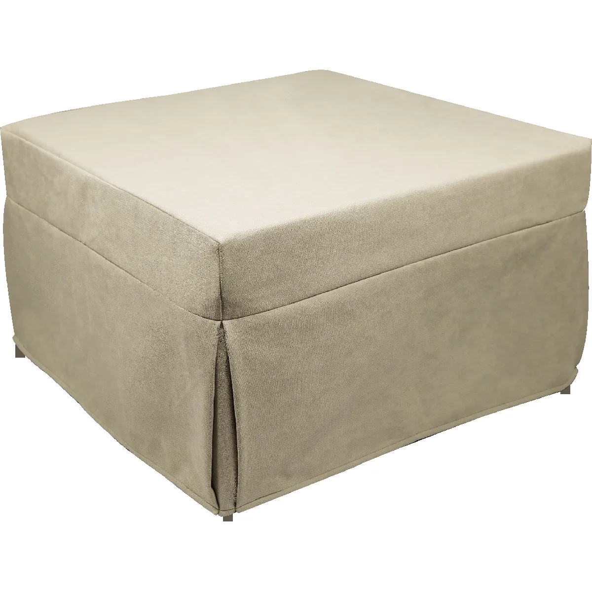 Puof convertible en lit simple, Fabriqué en Italie, Lit pliant, Pouf avec tissu amovible et peu encombrant pour le salon, cm 78x78 / 195h45, Beige