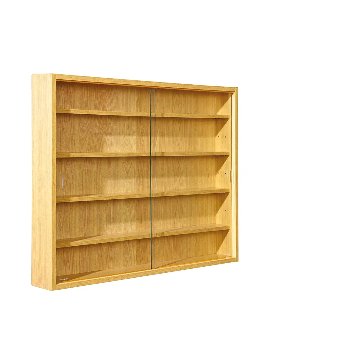 Vitrine murale, étagère murale en bois coloris imitation hêtre - longueur 80 x profondeur 9,5 x hauteur 60 cm