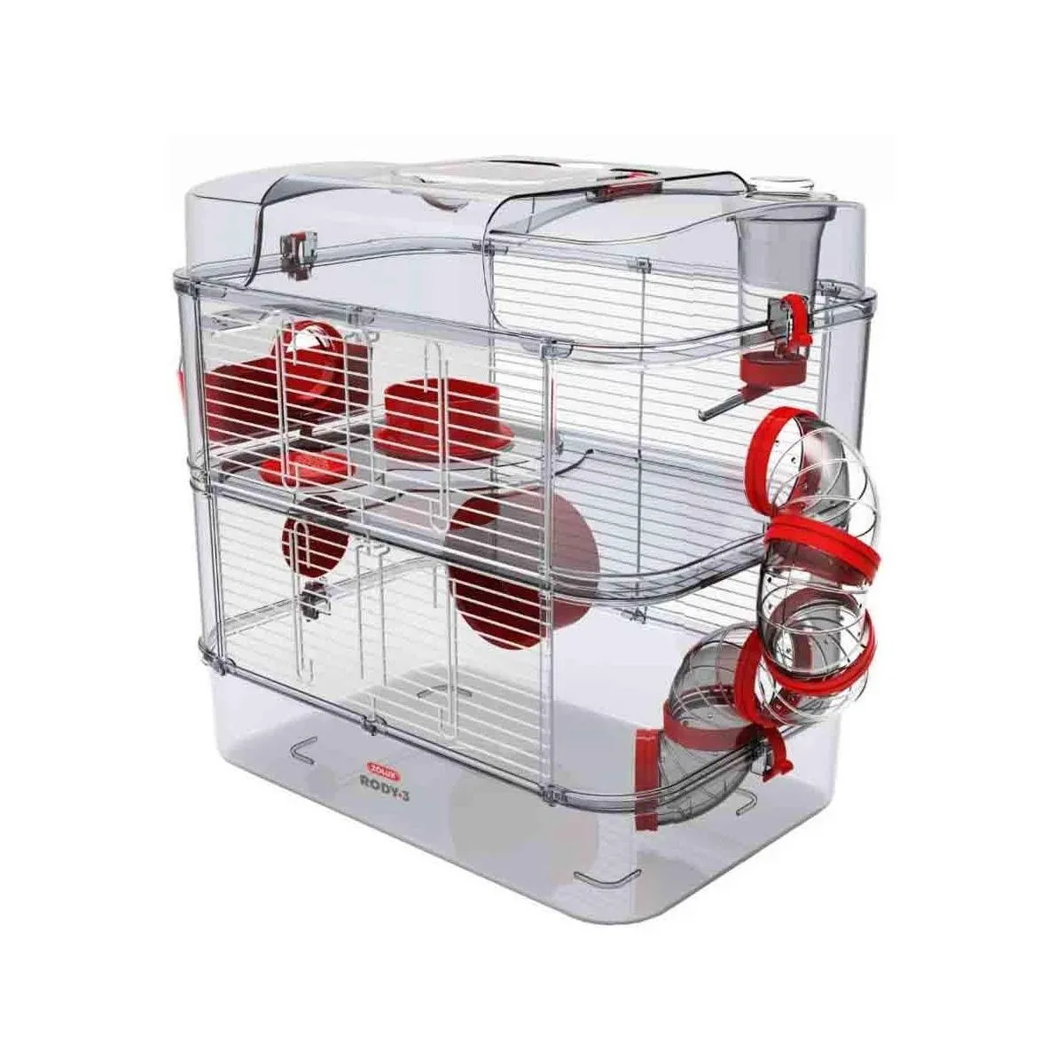 Cage pour petits rongeurs Rody 3 duo rouge grenadine.