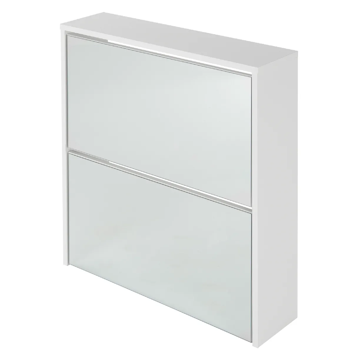 ML-Design Meuble à Chaussures, 2 Compartiments Pliants pour 6 Paires de Chaussures, avec Miroir, Blanc, 63 x 17 x 67 cm, en Bois, Armoire de Rangement Moderne, Organisateur, Étagère Range-Chaussures