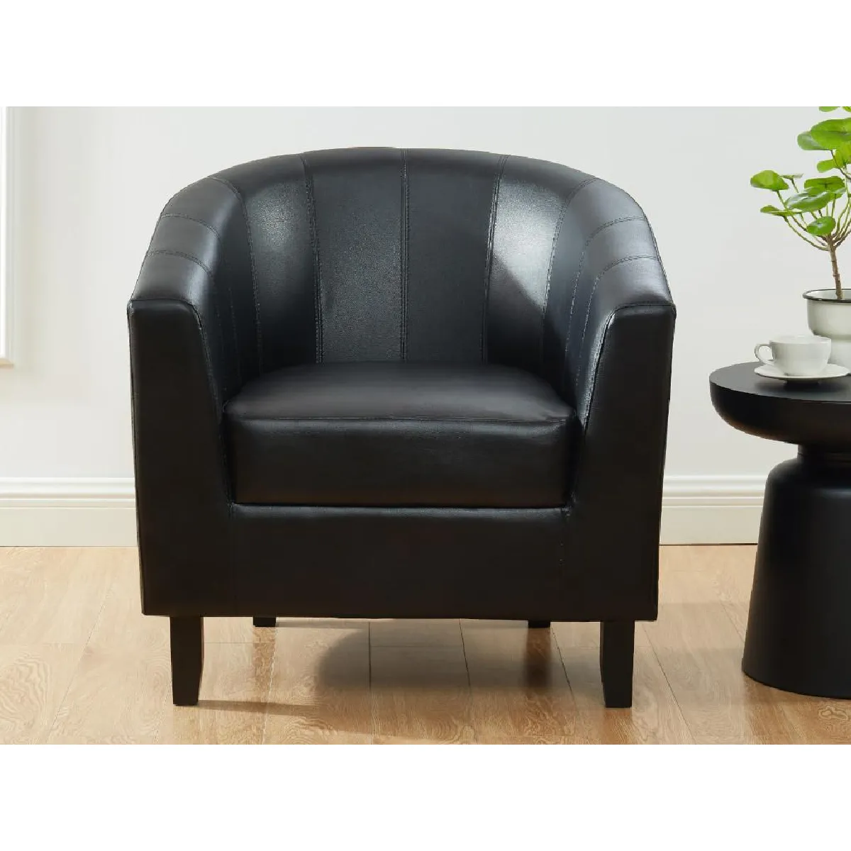 Fauteuil cabriolet en simili noir CRISTOBAL II