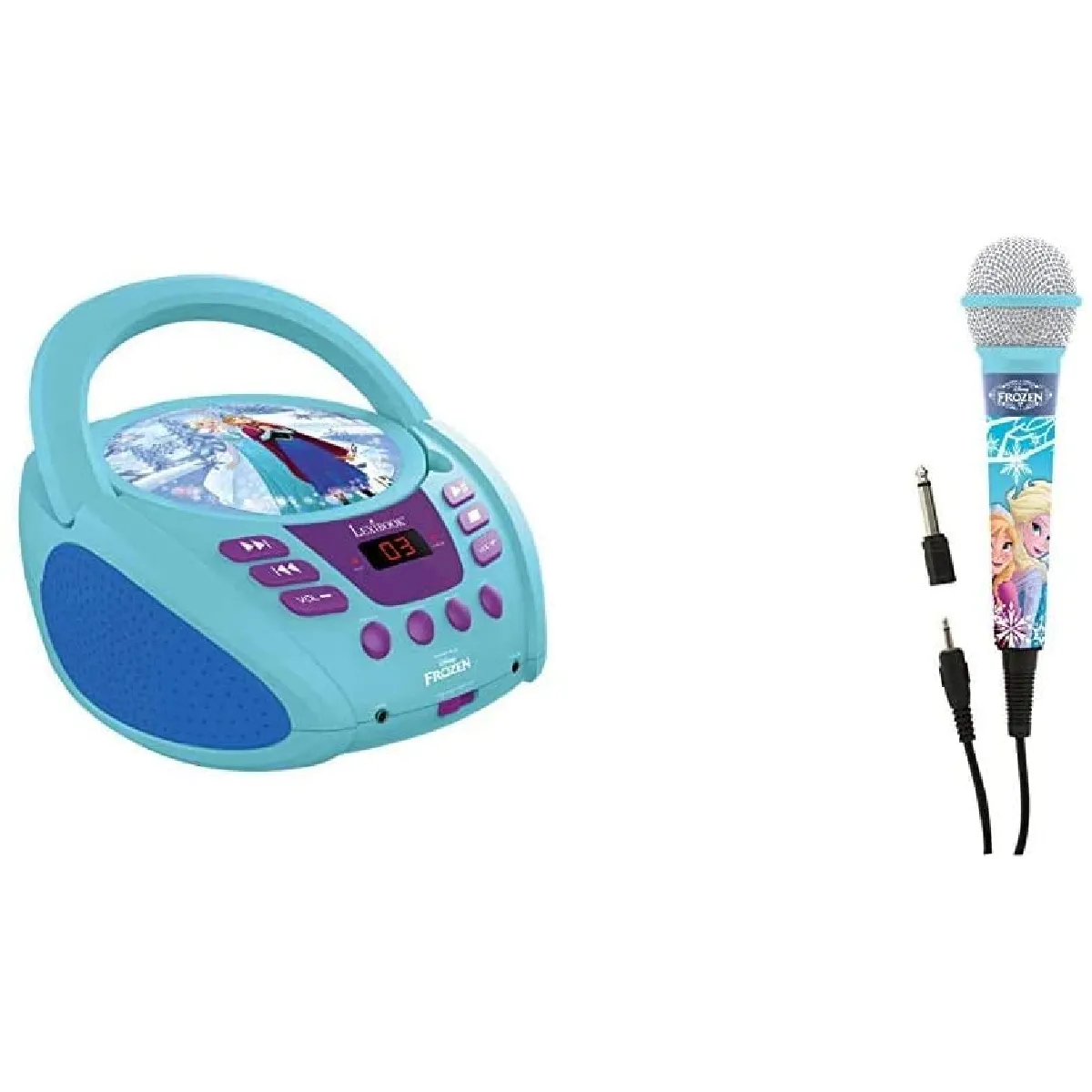 radio portable CD AUX-IN à piles ou secteur avec micro Disney Frozen La Reine des Neiges Elsa bleu blanc