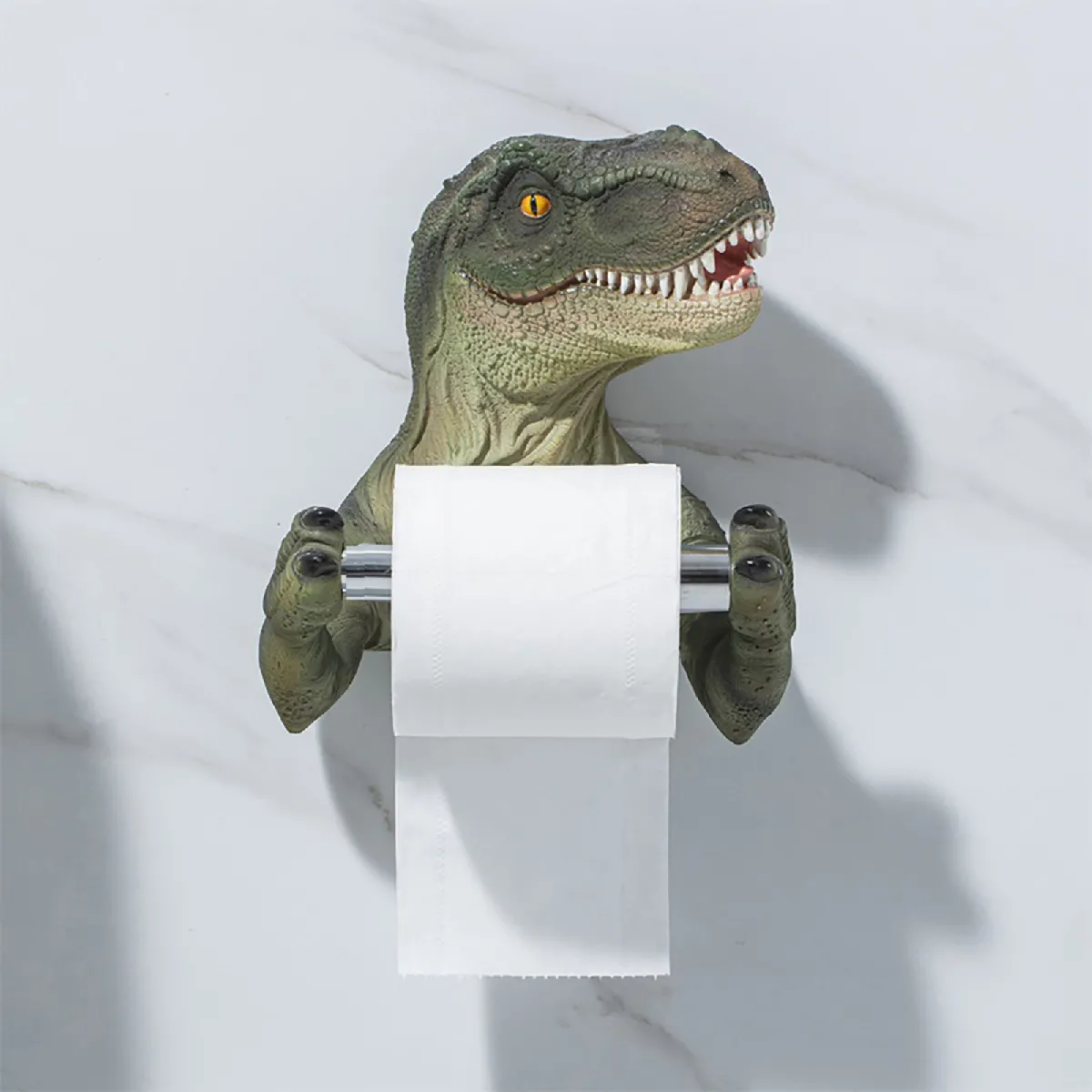 Créatif dinosaure porte-papier toilette étagère de rangement de salle de bains porte-serviettes papier toilette porte-serviettes à rouleaux(Vert)