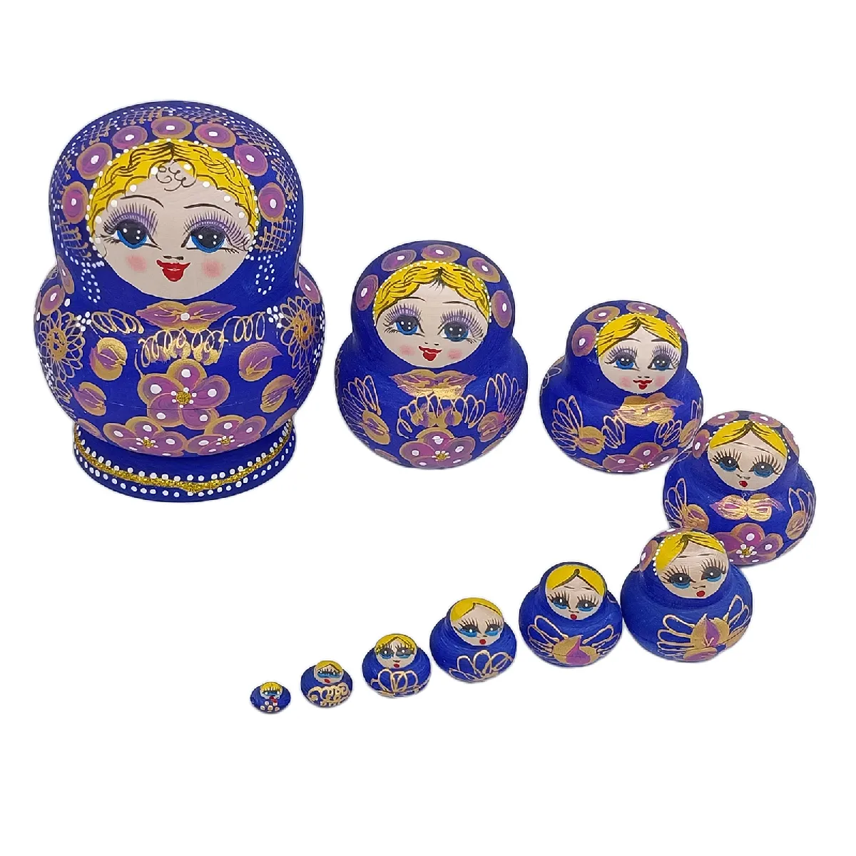 10 pièces Russe Matryoshka Babouchka Poupées Gigognes, Peint À La Main Figurines, En Bois Stacking Dolls pour La Maison Décoration, enfants