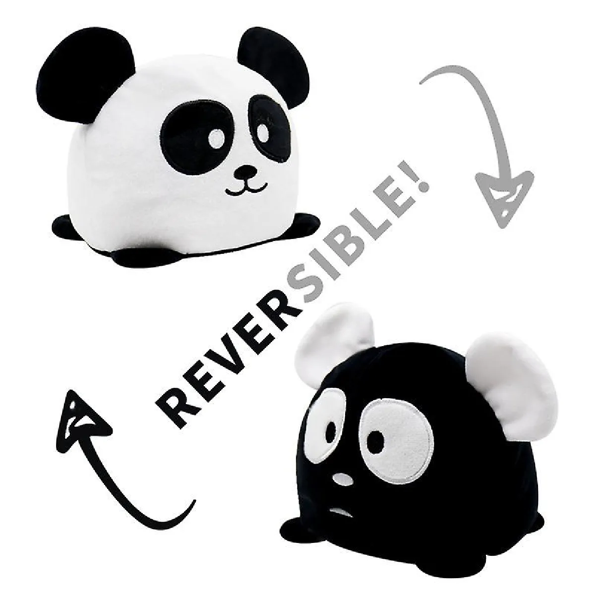 Animaux réversibles, peluches, poupées à double face, jouets émotionnels (panda noir et blanc)