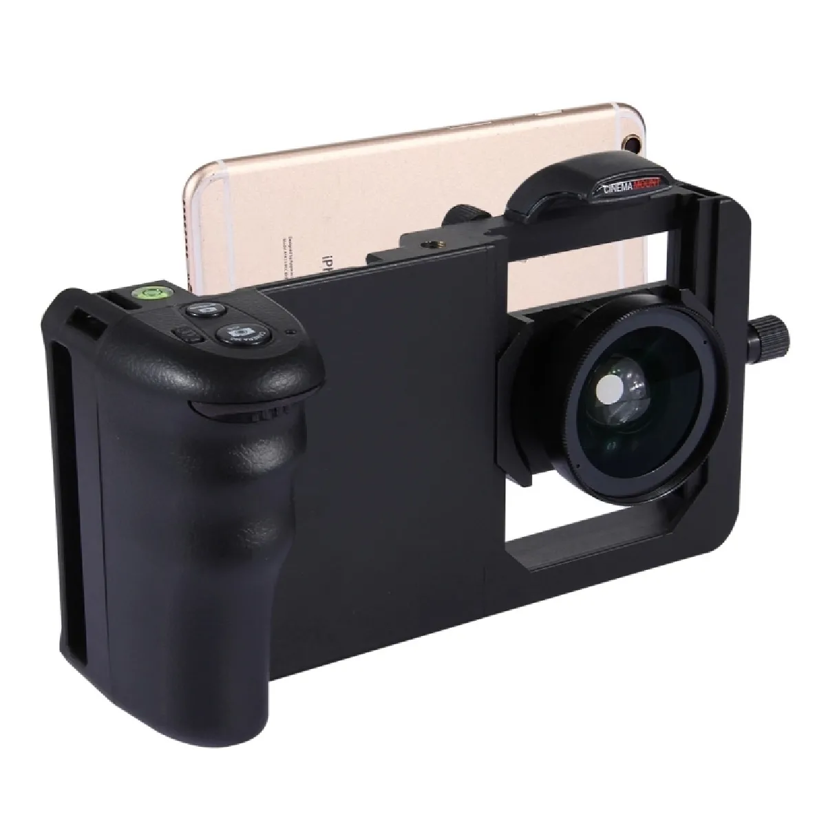 Pour l'pour iPhone, Galaxy, Sony, Lenovo, noir HTC, Huawei, Google, LG, Xiaomi et d'autres Smartphones Monture professionnelle de bâti de stabilisateur de Smartphone de de cinéma avec la poignée l'objectif macro super grand angle de 0.45X,