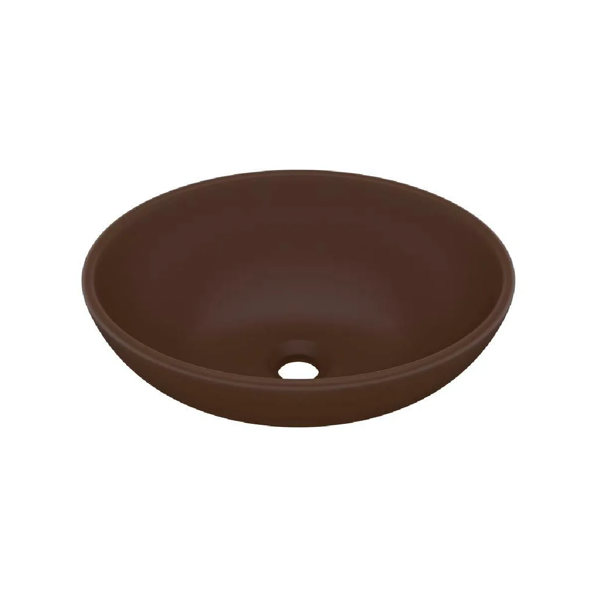 Lavabo ovale de luxe vasque à poser de toilette lave-mains de salle de bain cuisine maison intérieur 40 x 33 cm céramique marron foncé mat 02_0002671