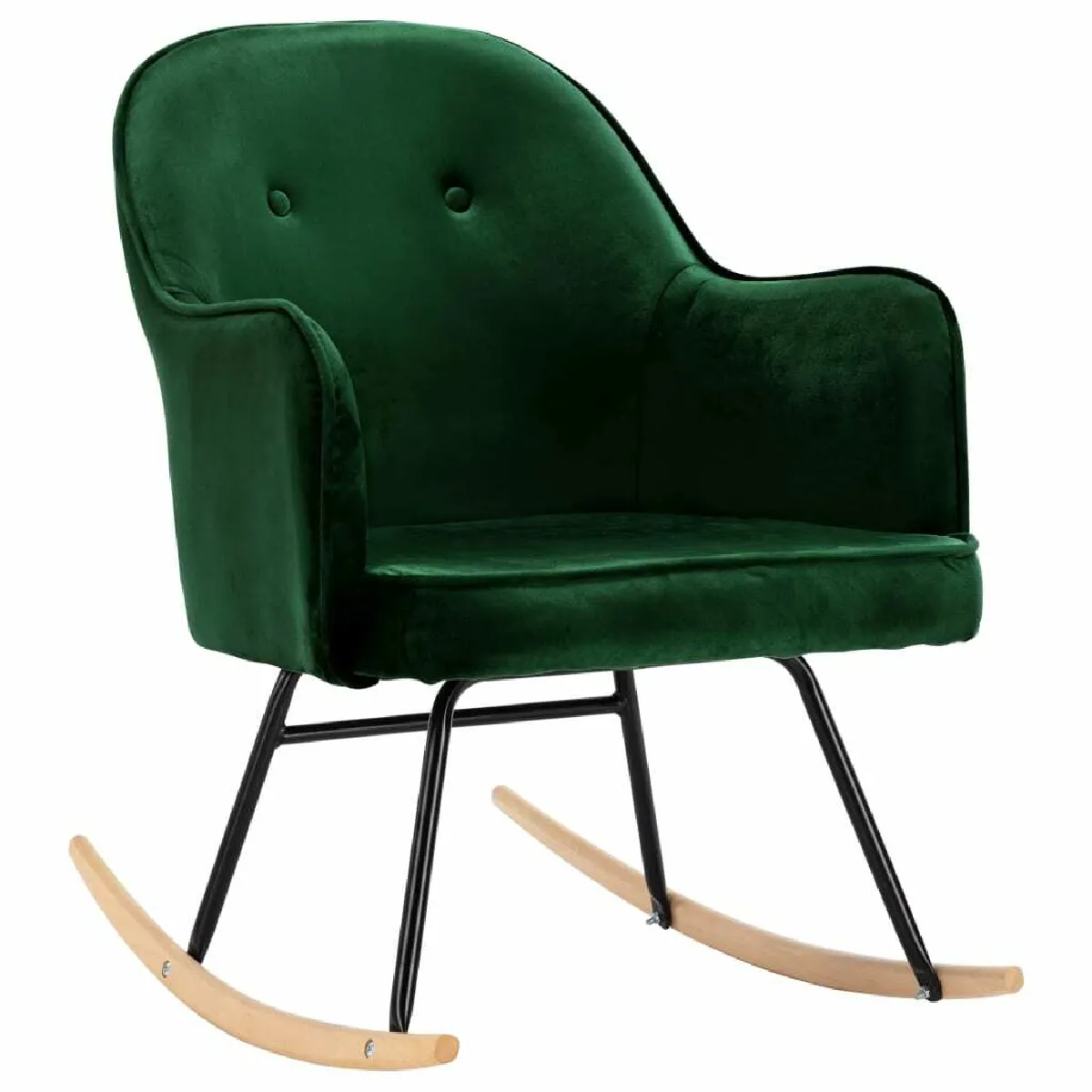 Chaise à bascule - Fauteuil Relax, design moderne Vert foncé Velours -GKD23946