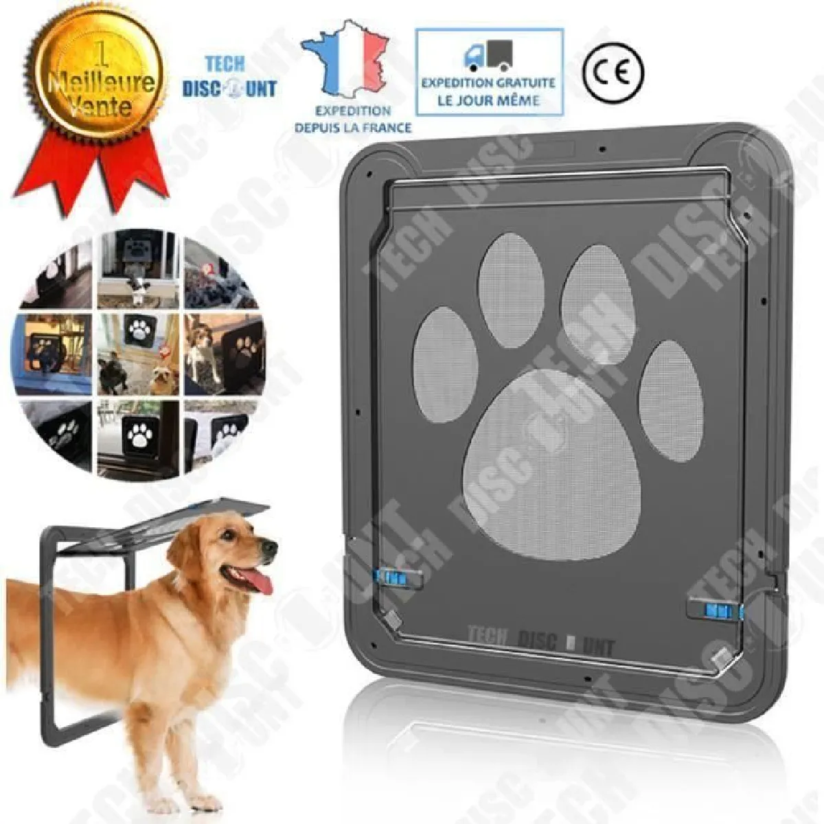 TD® Chatière pour chien chat grande taille moyen xl porte animaux de compagnie silencieux taille intérieur domestique manuel