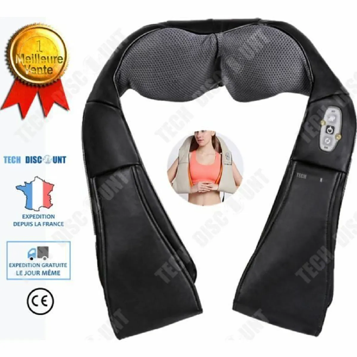 TD® masseur cervical dos epaule cou shiatsu electrique chauffant sans fil vibrant appareil de massage douleurs coussin intelligent