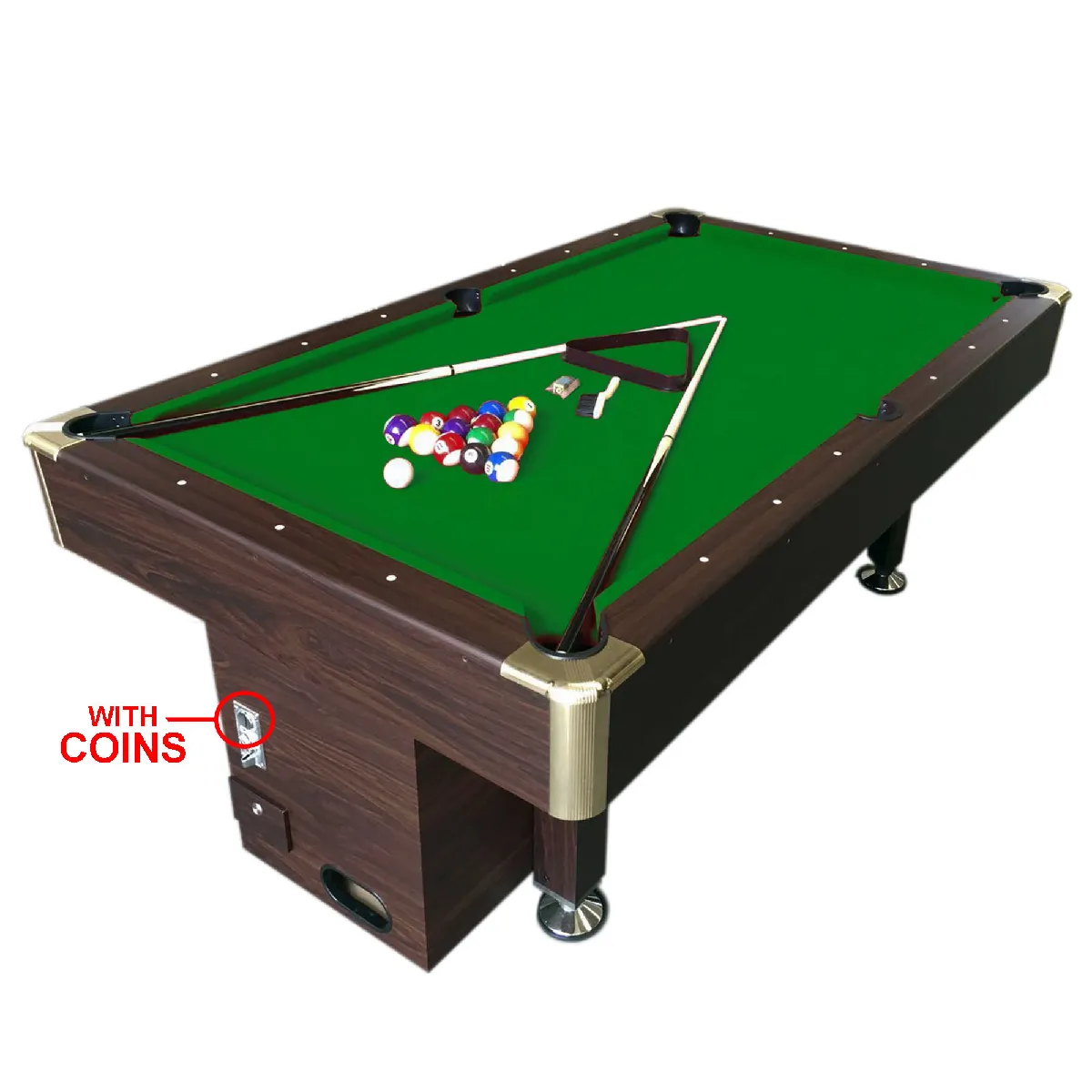 BILLARD AMERICAIN 8 ft Zeus table de billard avec un monnayeur électronique Snooker - Dimensions 220 x 110 cm Vert