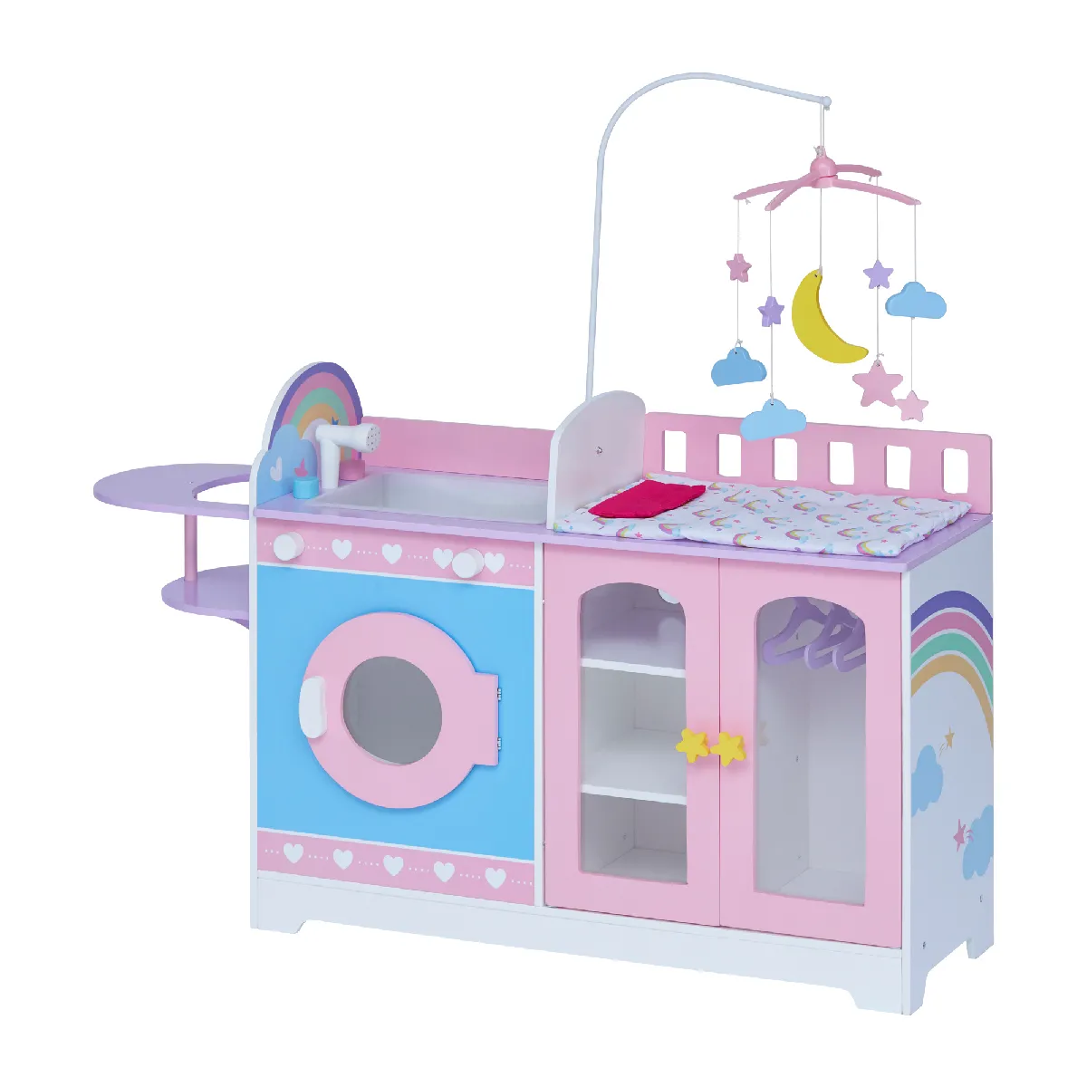 Olivia's Little World Par Teamson Kids Table À Langer Pour Poupon Et Poupée Crèche Jeu D'Imitation Avec 4 Accessories, Chaise Haute Et Mobile Pour Enfants Set De Jeu TD-13522A