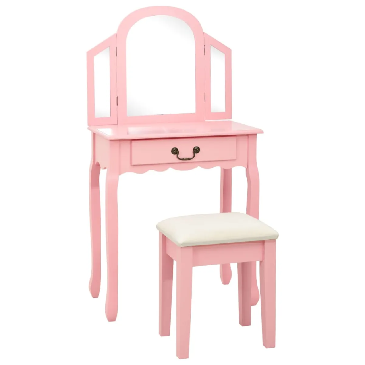 Coiffeuse et tabouret 65 x 36 x 128 cm bois MDF rose 02_0006382