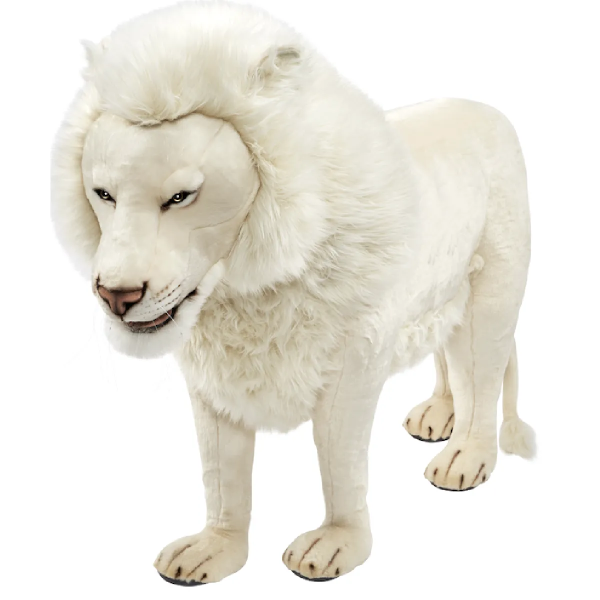 Hansa peluche Geante Lion Blanc 4 pattes 140 cm L