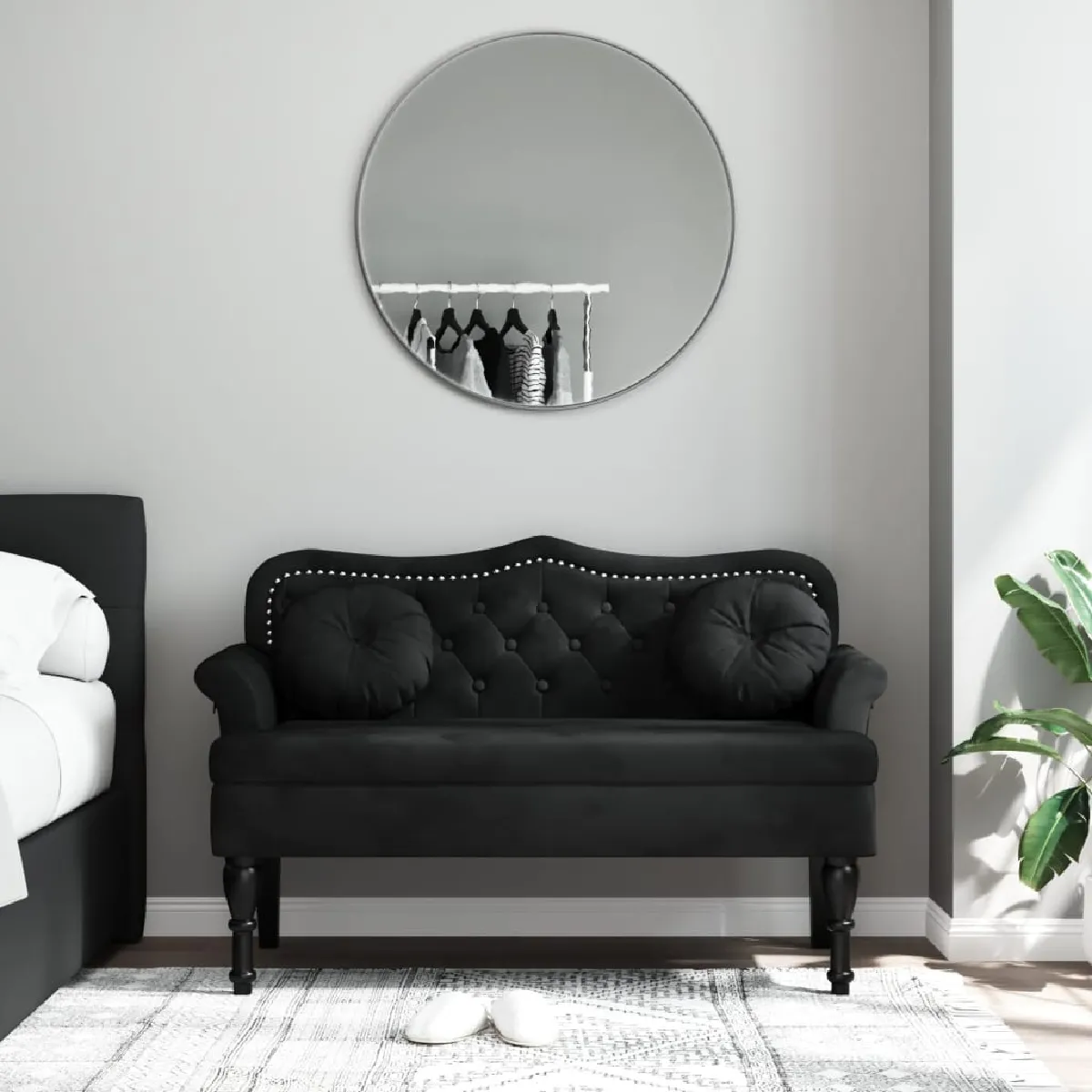 vidaXL Banc avec coussins noir 120,5x65x75 cm velours