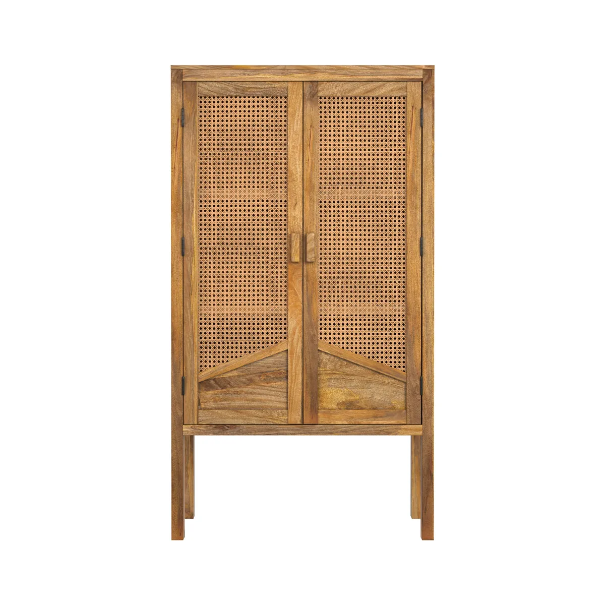 Armoire Tiki en cannage 2 portes en bois