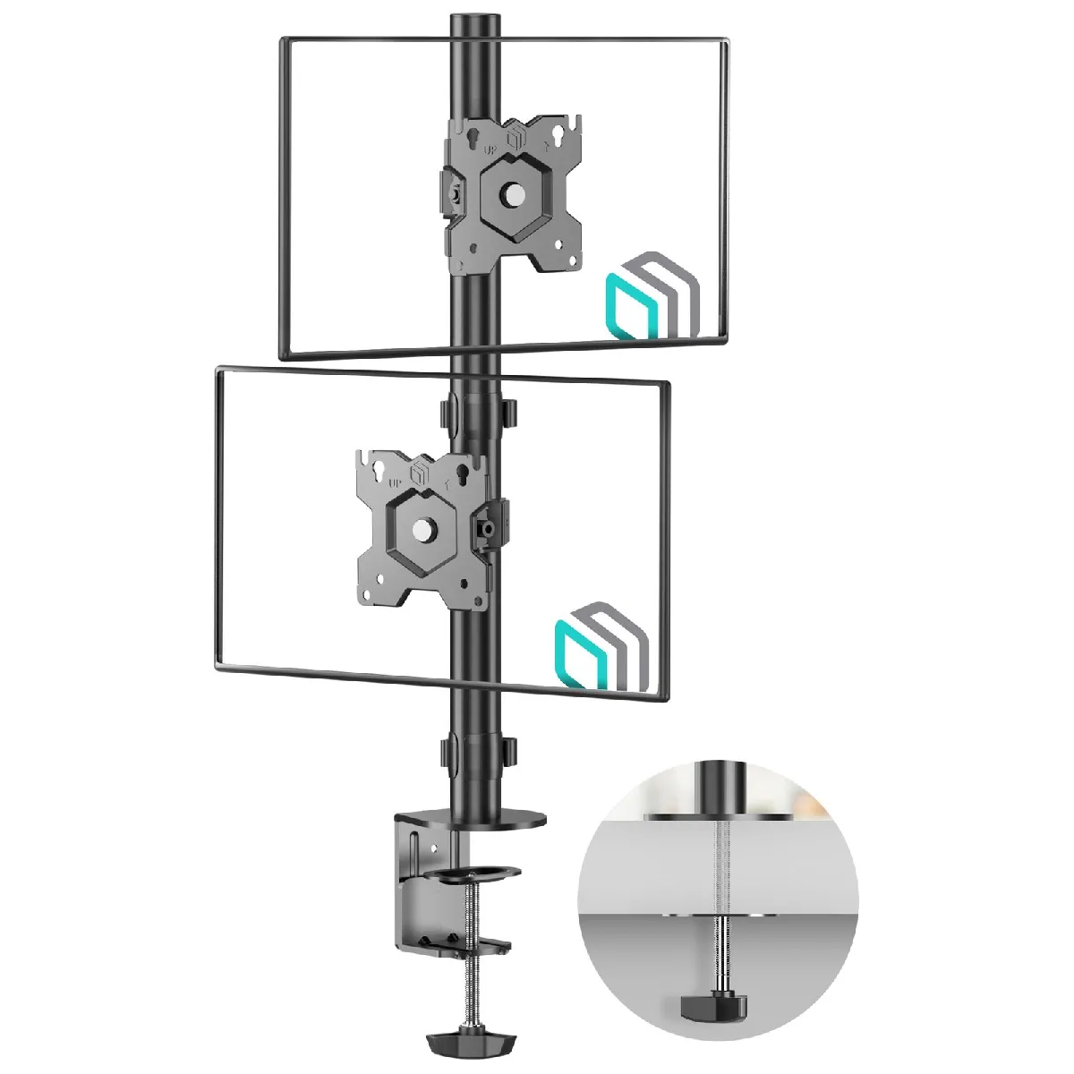 ONKRON Pied Ecran PC Double Ecran 13 - 34 Pouces, Bras Ecran PC 2 Ecran jusqu'à 8 kg Chanun - Double Support Ecran PC VESA 75x75 & 100x100/Accessoires Pour PC Inclinable Pivotant Rotatif D208E-B Noir