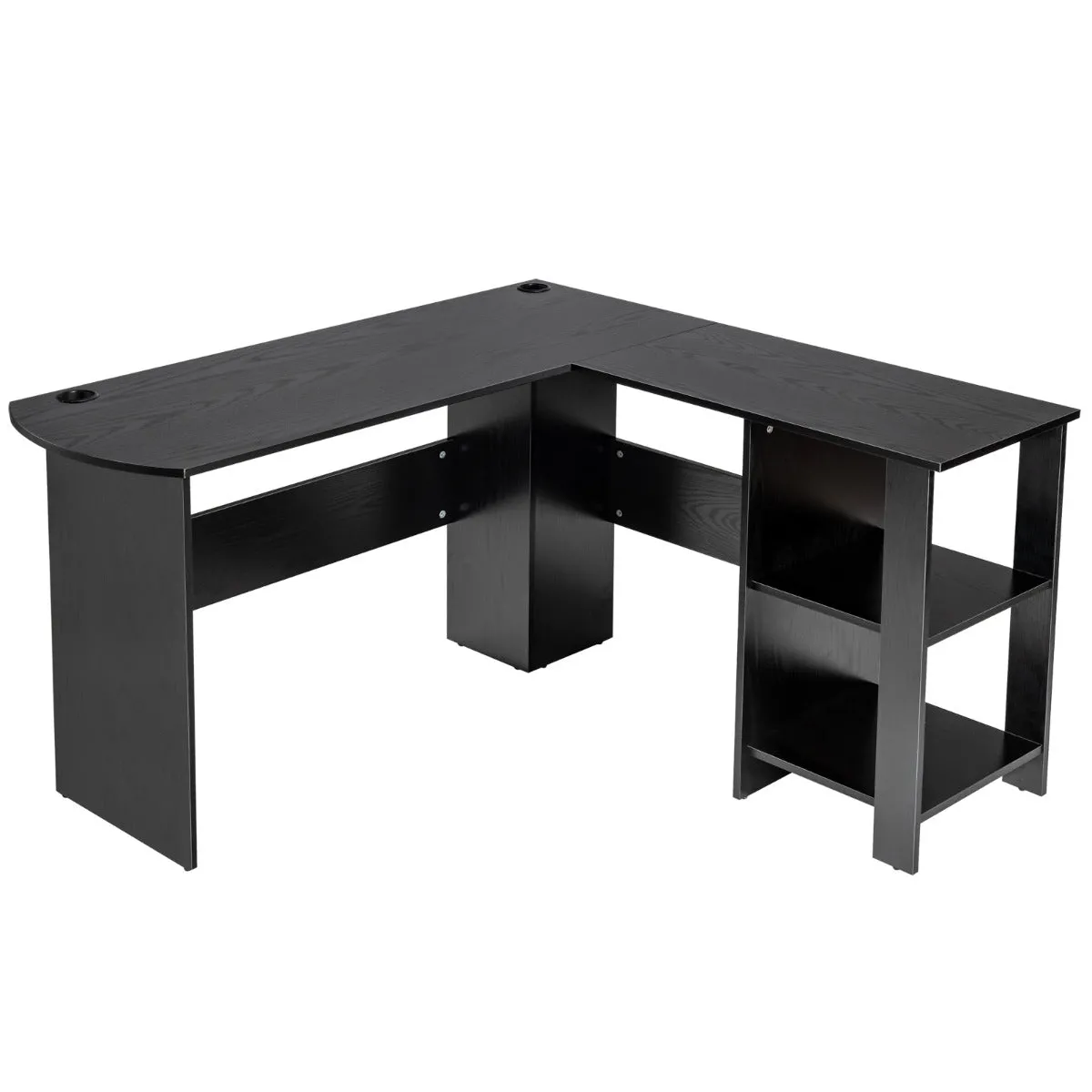 Bureau d'angle avec étagères de rangement 130 x 130 x 72,5 cm (l x l x h ) en forme de l noir 20_0004815