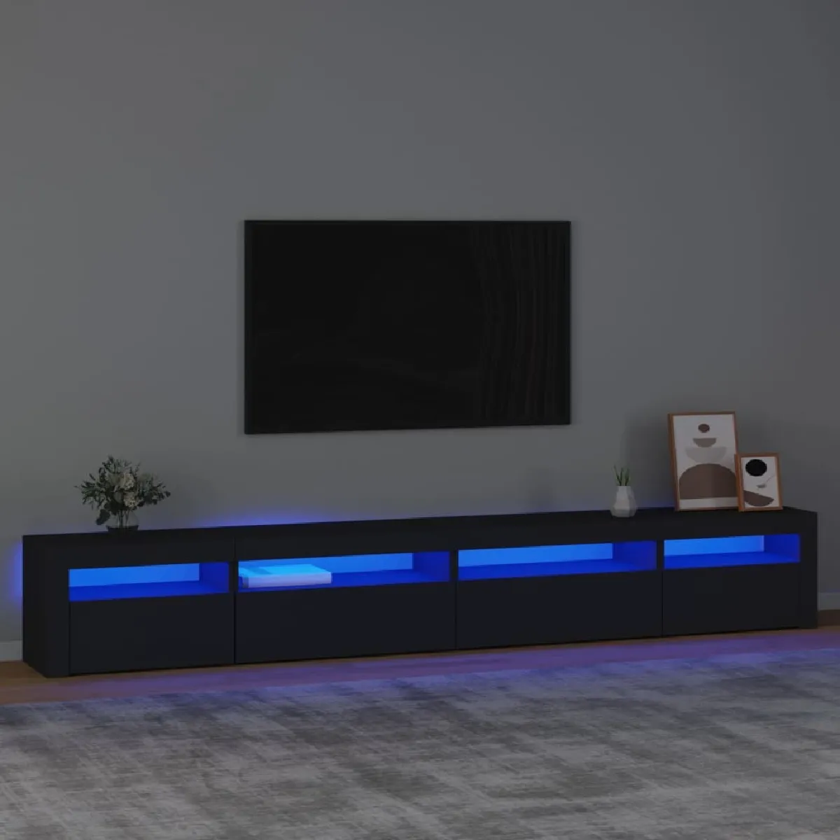 Meubles TV avec lumières LED - Banc TV pour salon Noir 270x35x40 cm -MN20023