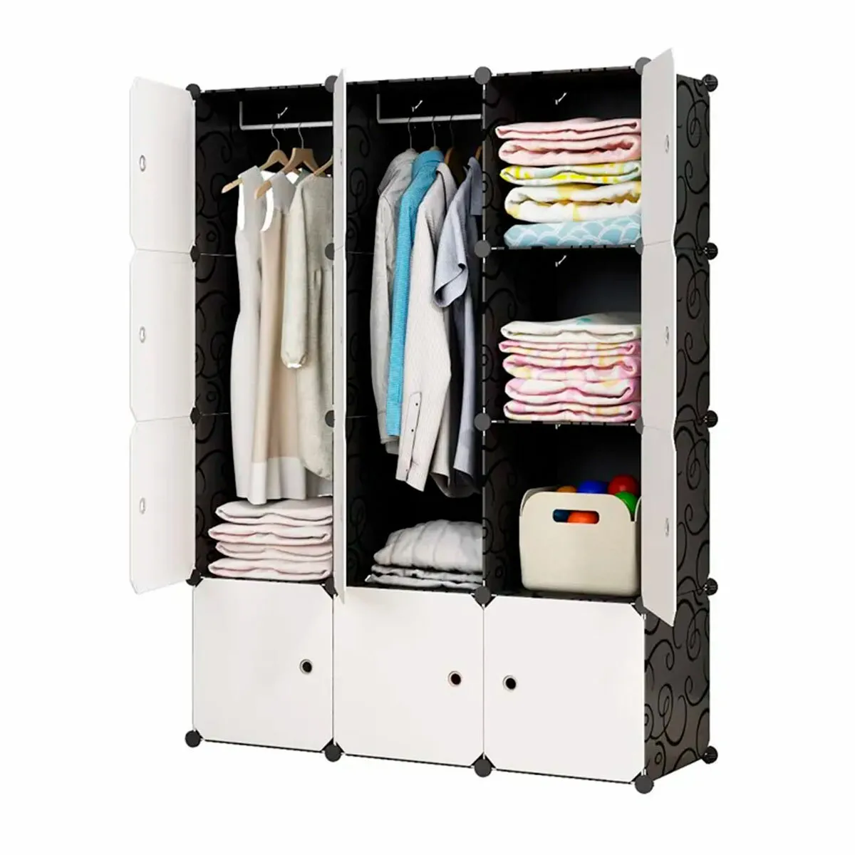 Armoire Dressing Cube Personnalisable Coffret Premium 20 Cubes/Portes 183x147x47cm Noir