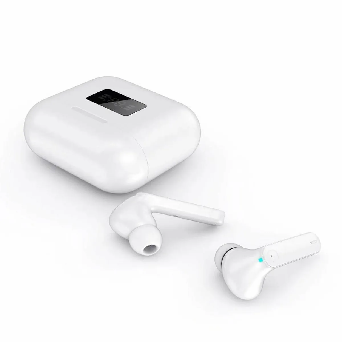 Écouteurs sans fil Cronus Active Noise Cancelling pour iPhone, écouteurs intra-auriculaires ANC avec 4 micros, écouteurs stéréo Bluetooth 5.0, casque IPX6 étanche Premium pour basses profondes, écran LED, 40H de lecture pour Android(Blanc)