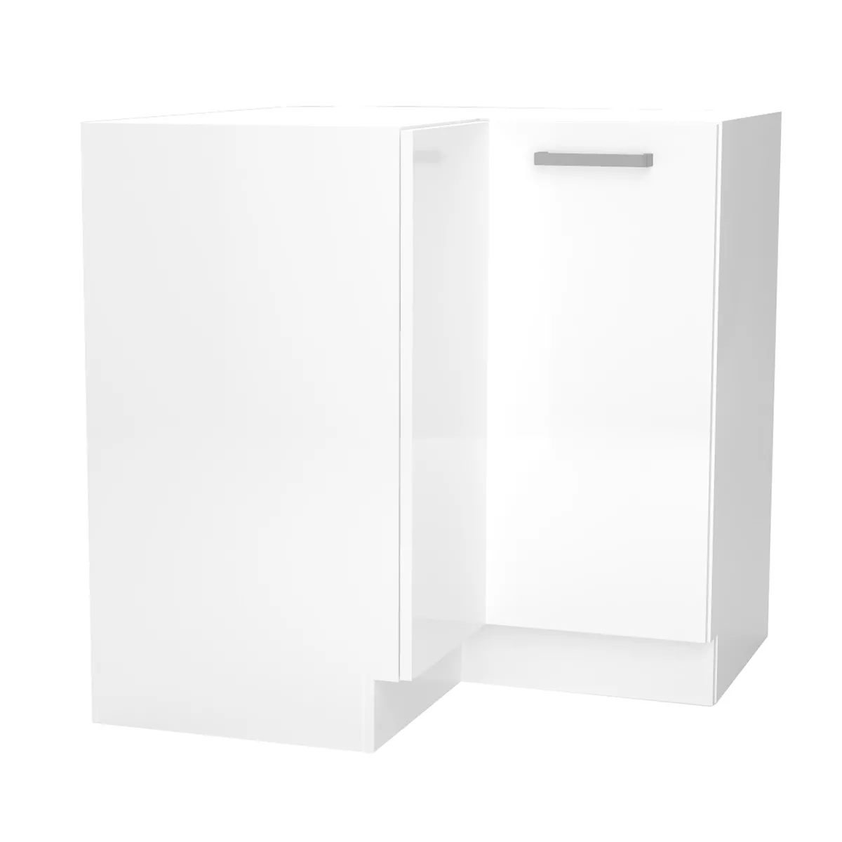 Meuble bas d'angle de cuisine coloris blanc -longueur 90 x profondeur 90 x hauteur 82 cm