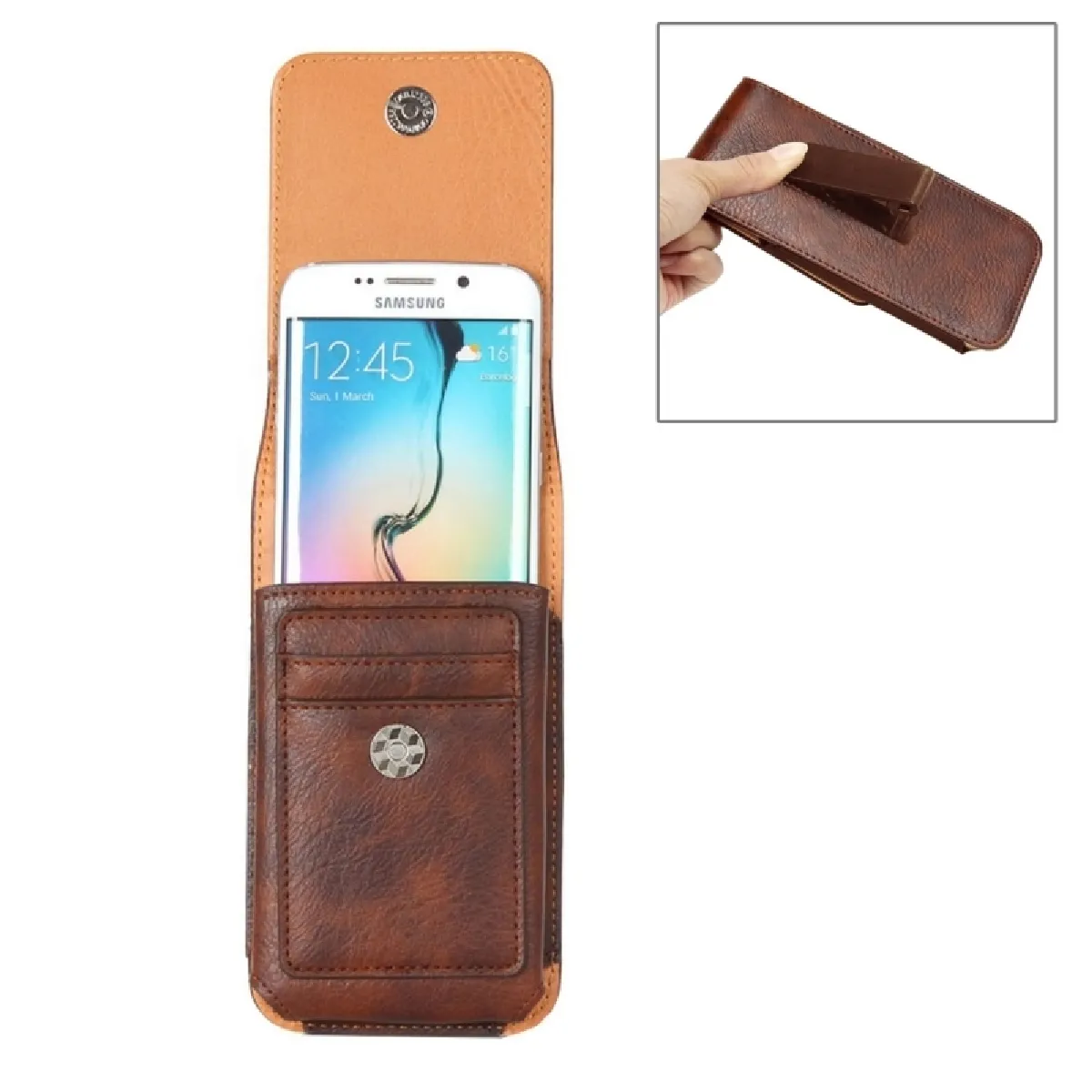 Housse Étui café pour Samsung Galaxy S7 / G930 & S6 / G920 & S6 Edge / G925 Classique style éléphant Texture vertical sac à bandoulière en cuir de taille avec carte Solt & Rrotatable Back Splint Taille: 15,5 x 8,2 cm