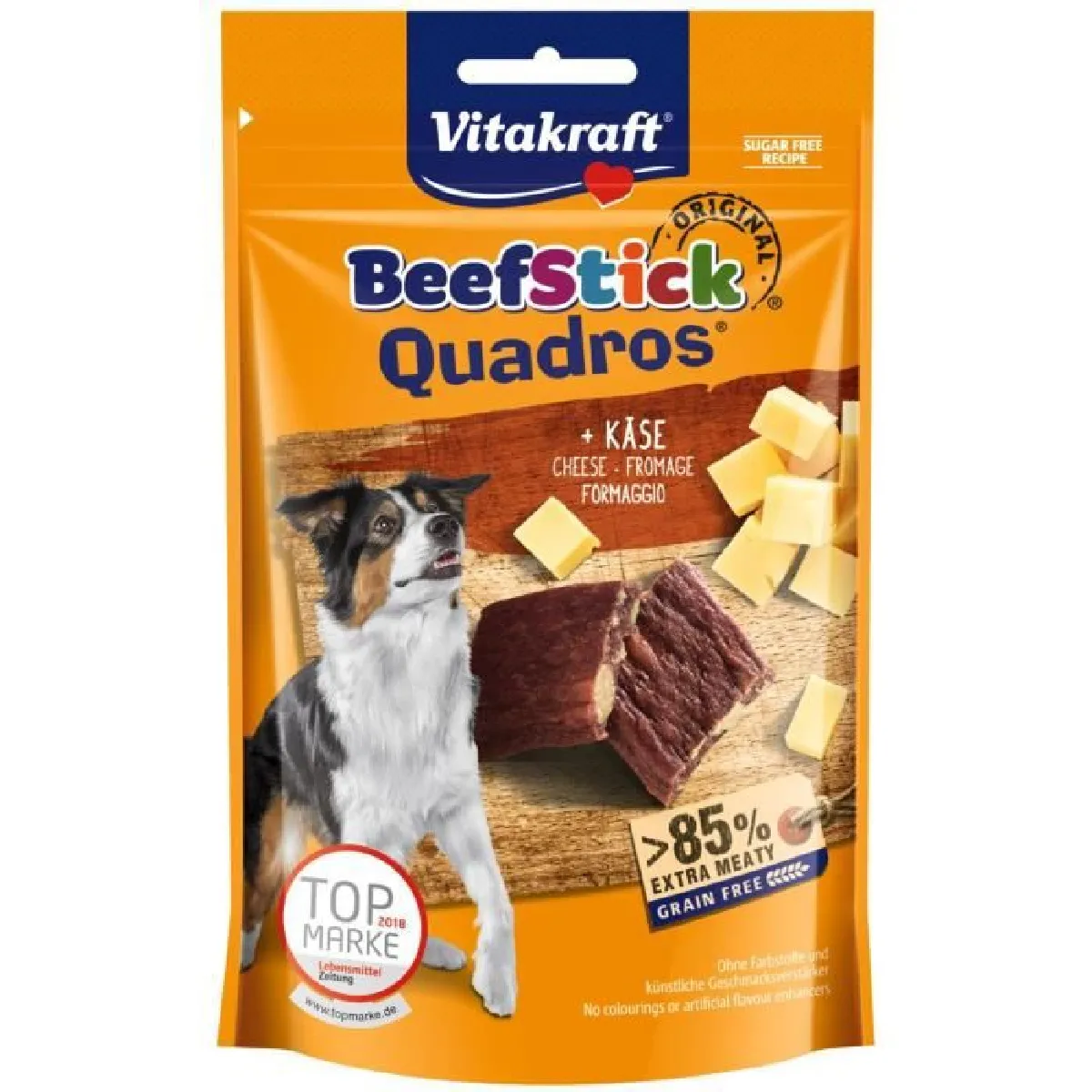 VITAKRAFT Beef Stick Quadros Friandise pour chien Viande et Fromage - Lot de 7 sachets de 70g