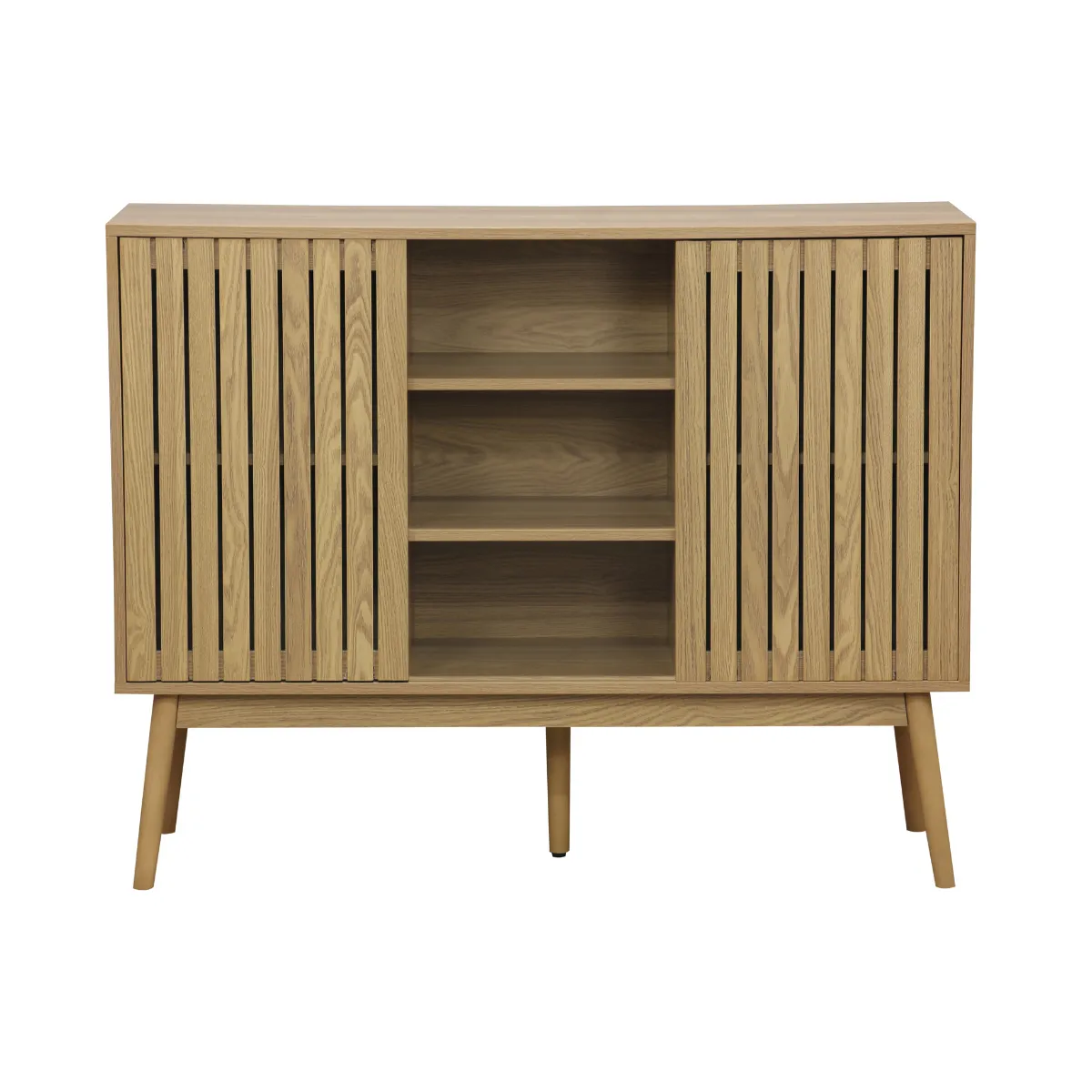 Buffet, meuble d'entrée coloris naturel, pieds en bois - Longueur 115 x profondeur 40 x hauteur 90 cm