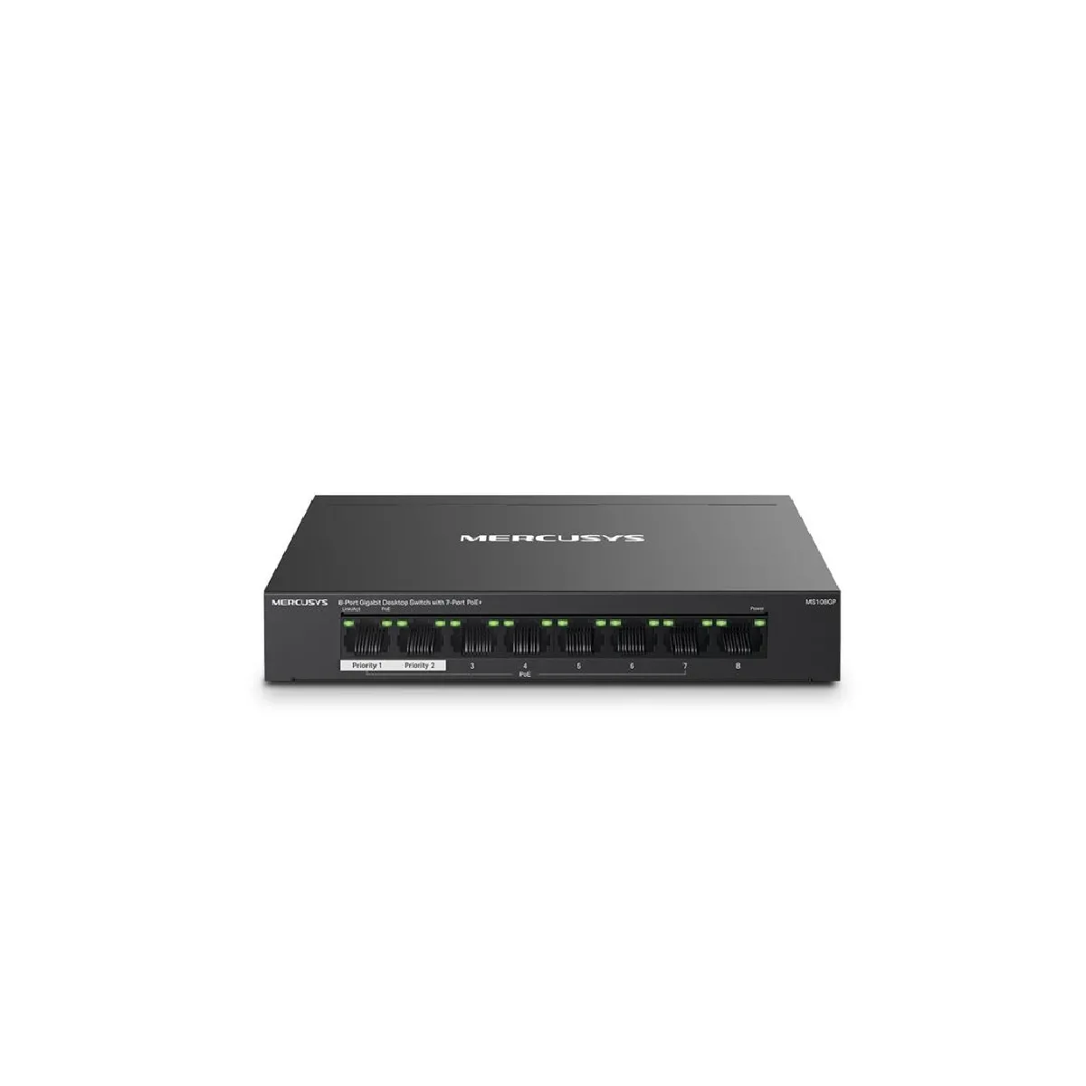 Boitier en métal Switch de bureau 8 ports Gigabit avec 7 ports PoE, 8 ports RJ45 10/100/1000 Mbps Longue portée jusqu'à 250 m