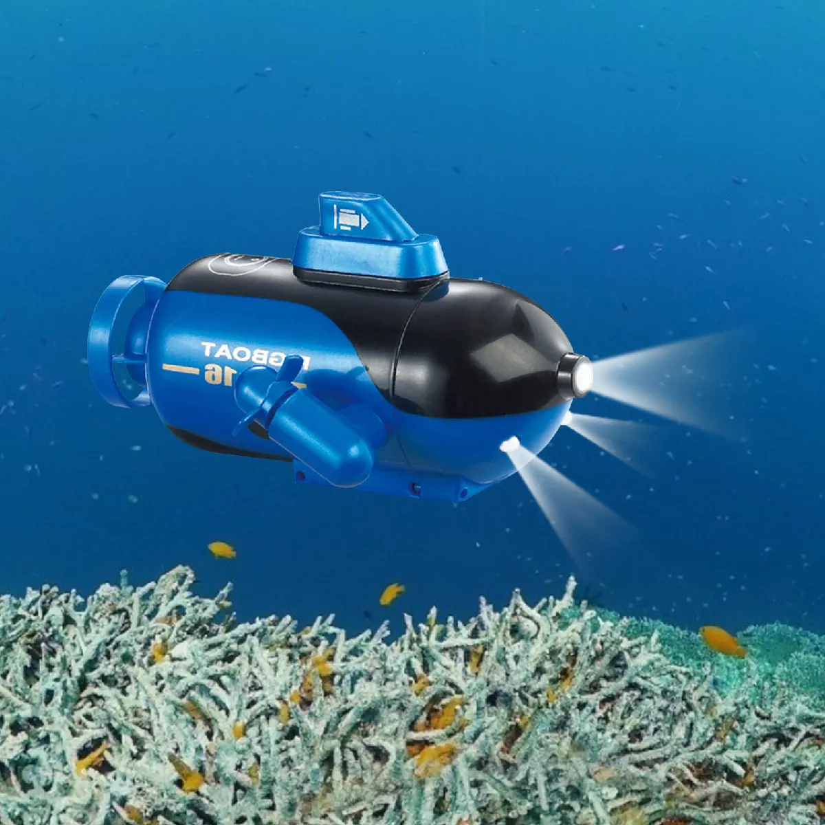 Version du sous-marin RC Vitesse Télécommande électrique Bateau Jouet Induction Simulation Modèle Bateau Submersible Jouet Cadeau # -(Bleu)