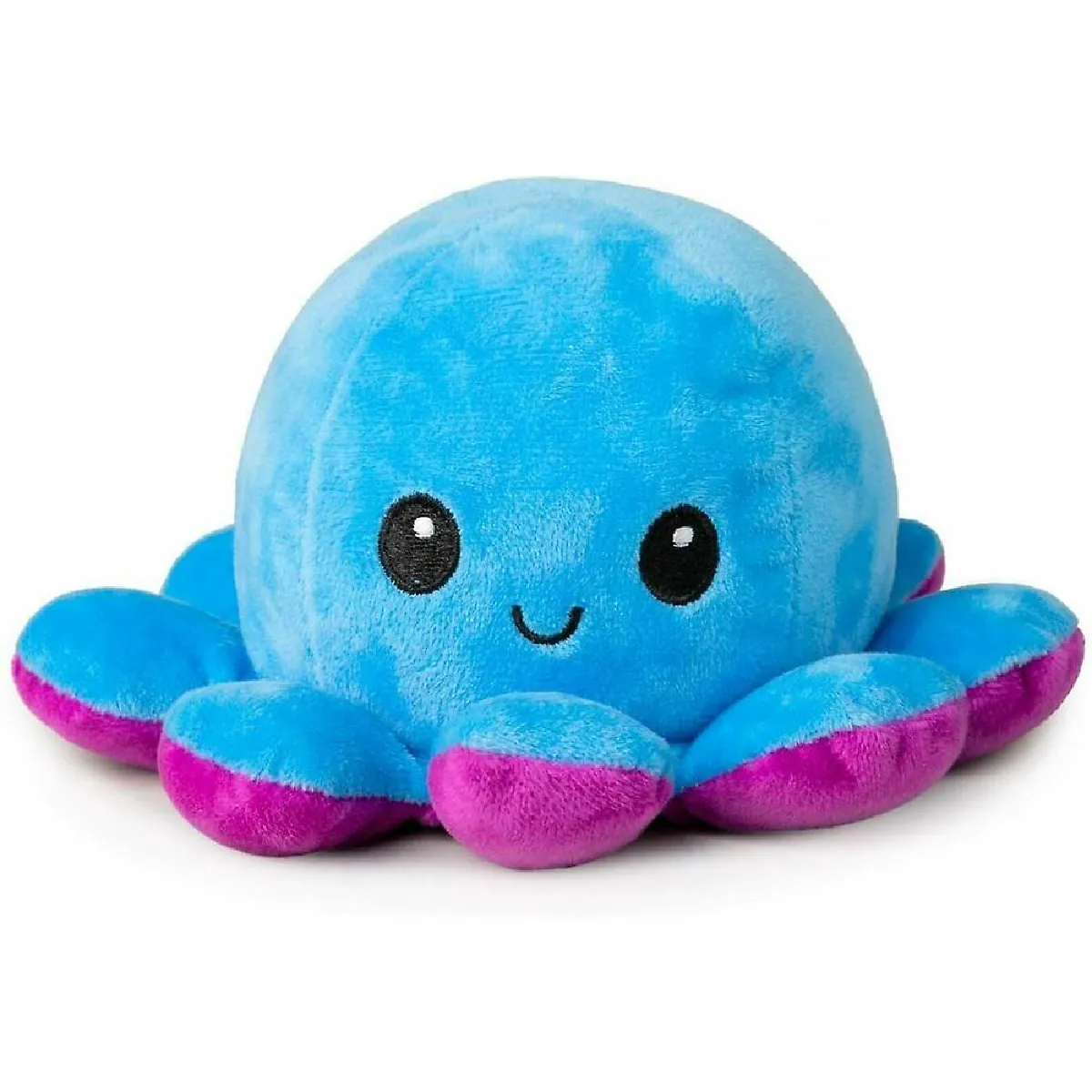 La pieuvre en peluche est réversible, mignonne, retournée, jouets doux, cadeaux, joie et tristesse (bleu et violet).