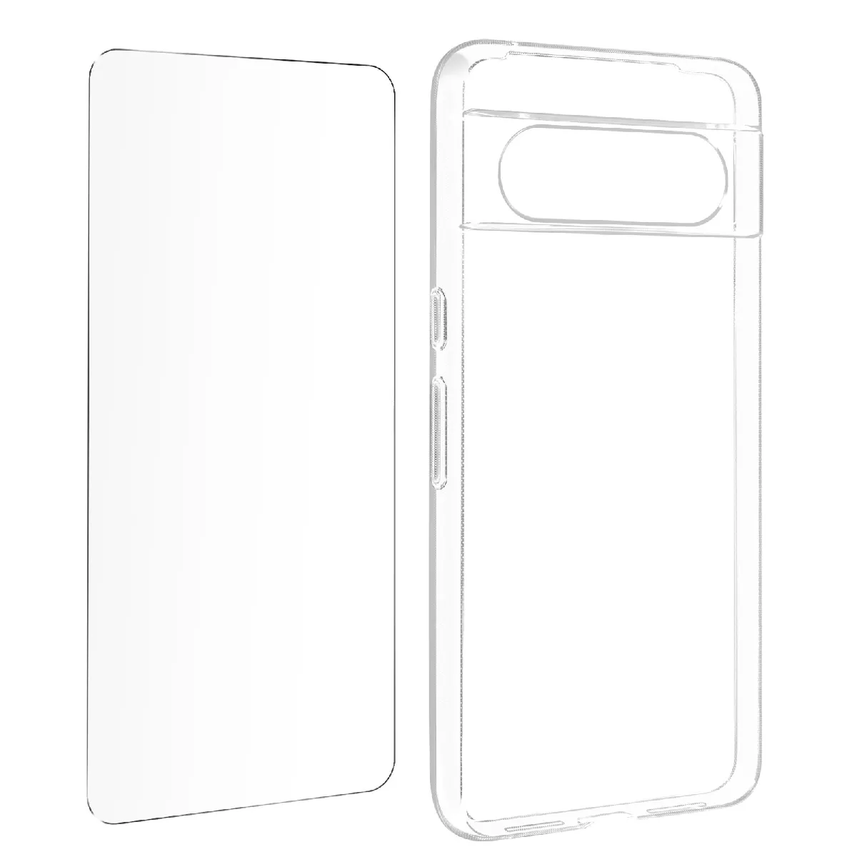 Avizar Coque pour Google Pixel 8 Silicone Gel et Verre Trempé 9H Transparent