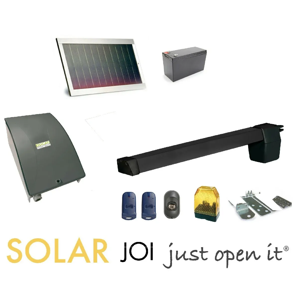 Kit Motorisation Portail Solaire Automatisme Ducati Home Automation HC619 SOLAR MONO - Pour portail à 1 vantail battant max 3m 300kg