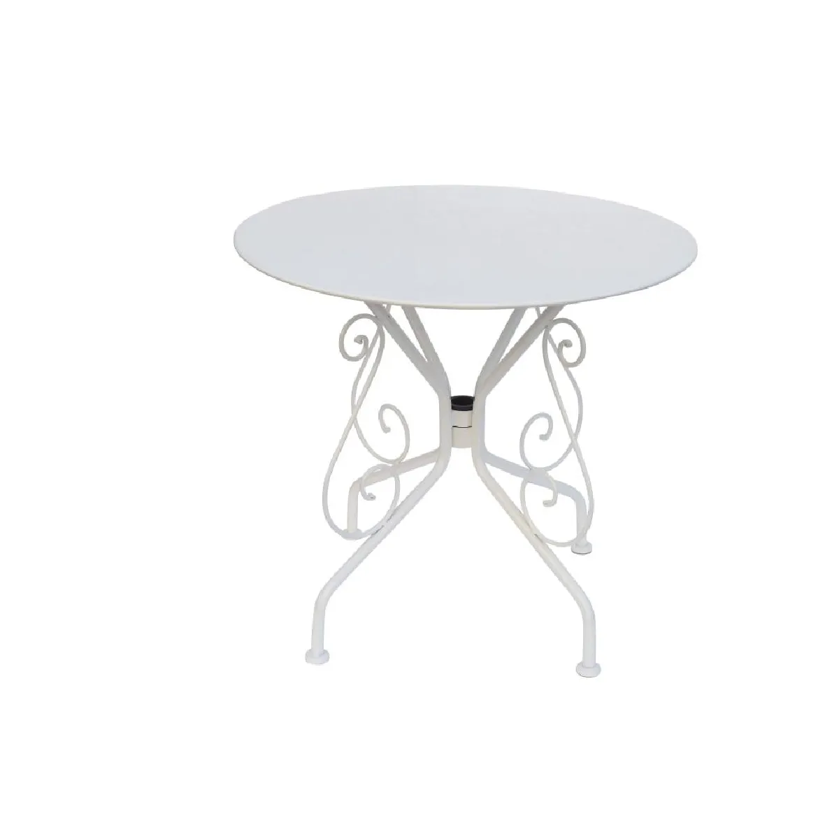 Table de jardin D.80 cm en métal façon fer forgé - Blanc - GUERMANTES de MYLIA