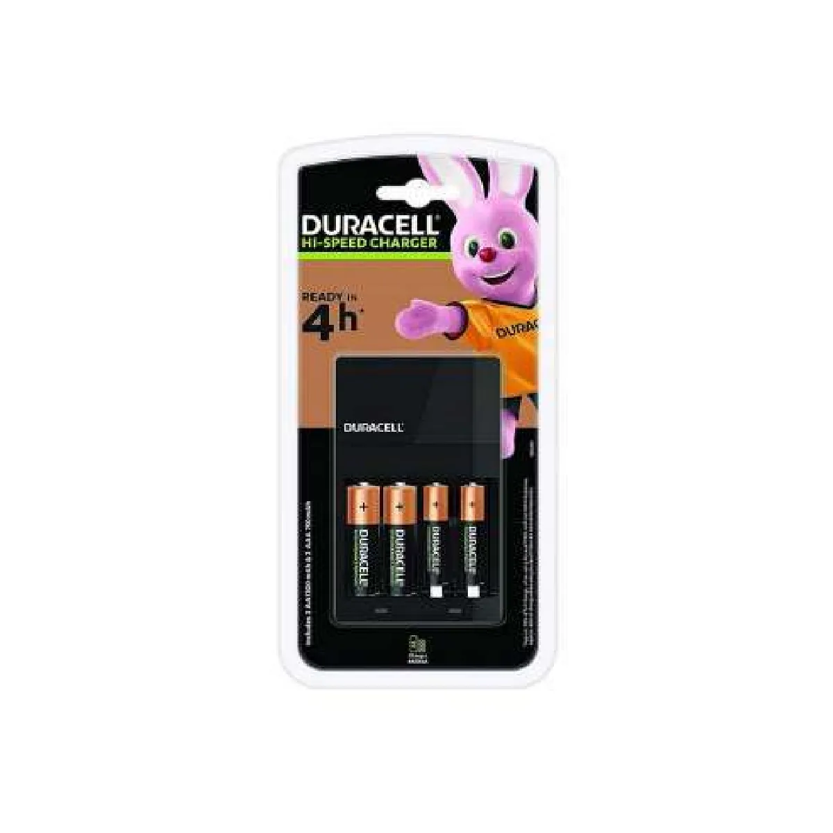 Duracell Chargeur de Piles CEF14 4 Heures - Piles Rechargeables incluses - AA + AAA