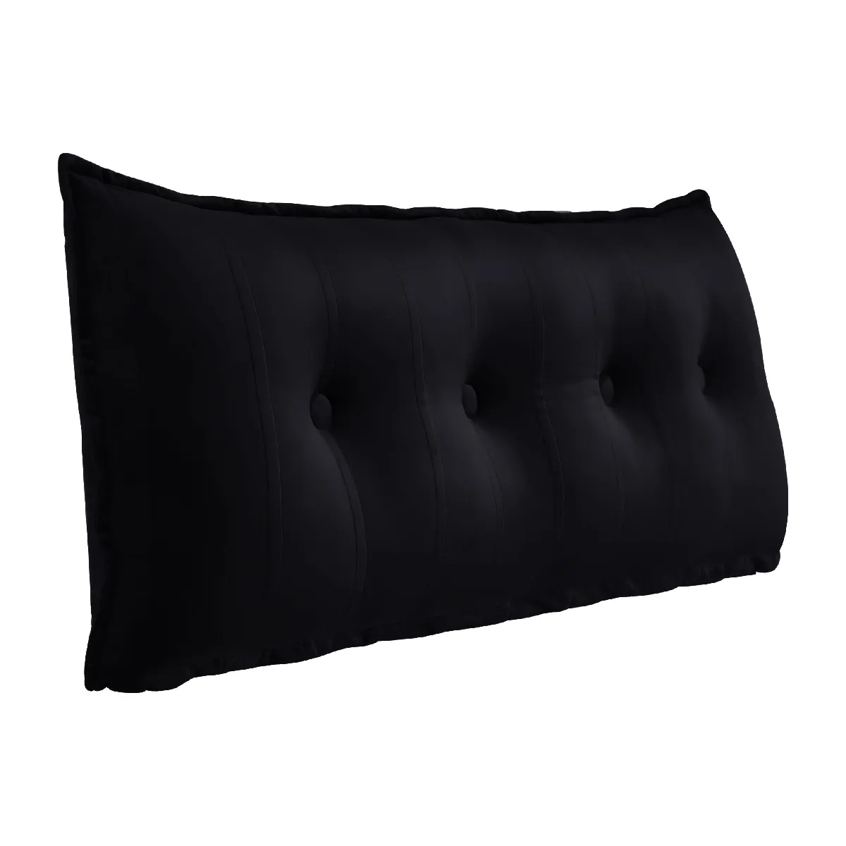 Oreiller de Lit Multifonctionnel, Alternative à la tête de lit, Velours Noir 140cm